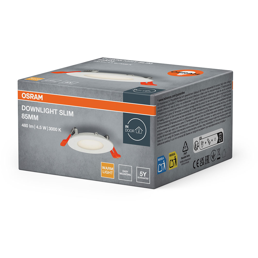Spot LED OSRAM, 4.5W, 240lm, lumina calda, IP20, plastic, alb