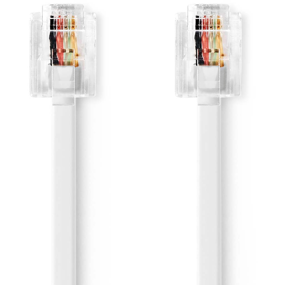 Cablu telefon NEDIS, PVC, RJ11, alb