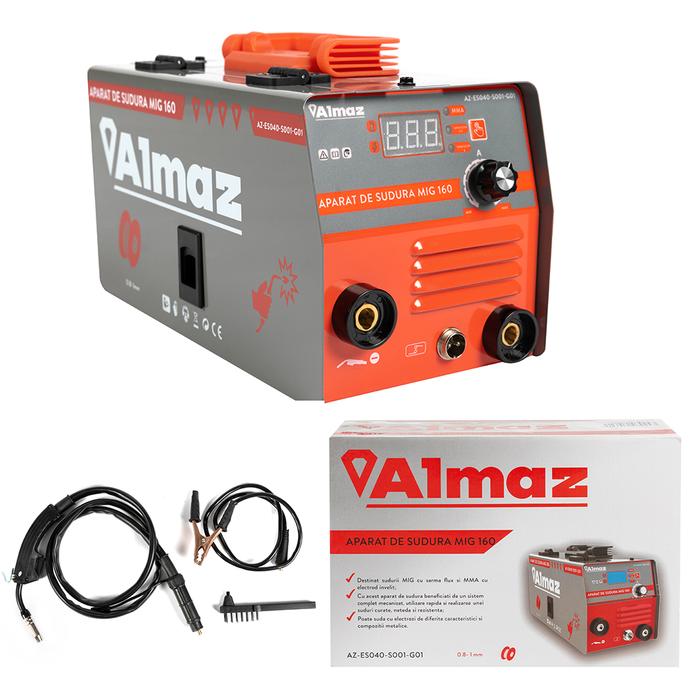 Invertor de sudura ALMAZ AZ-ES040-S001-G01, MIG-MAG-MMA, 160A, electrod 1.6-3.2mm