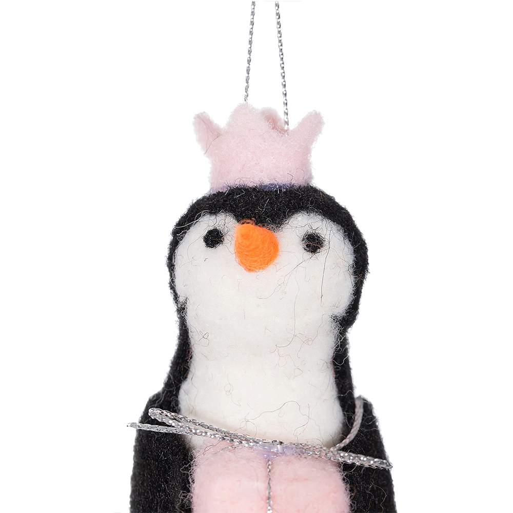 Decoratiune brad pinguin cu cadou,10x7 cm