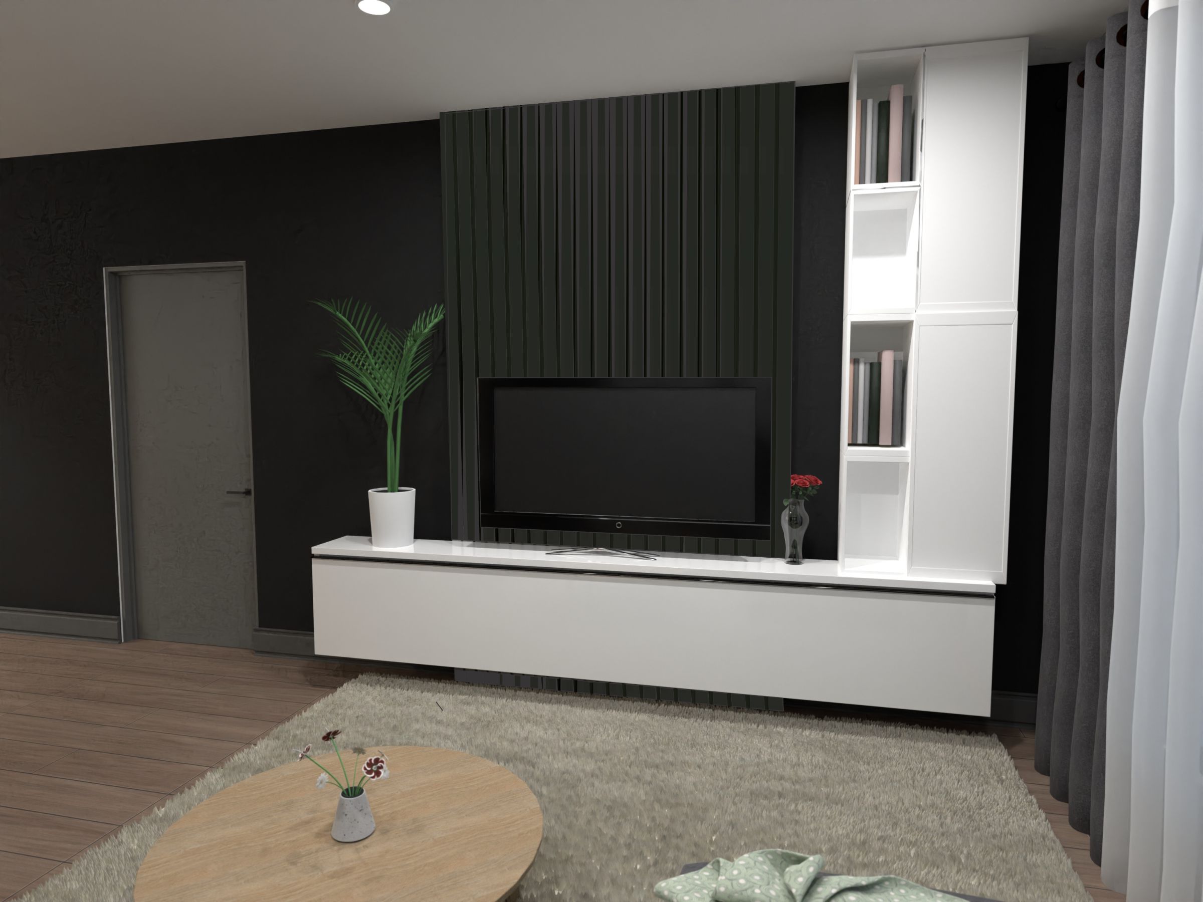 Panou riflaj Wood Class, 1.2 x 12.5 x 270 cm, polimer, negru