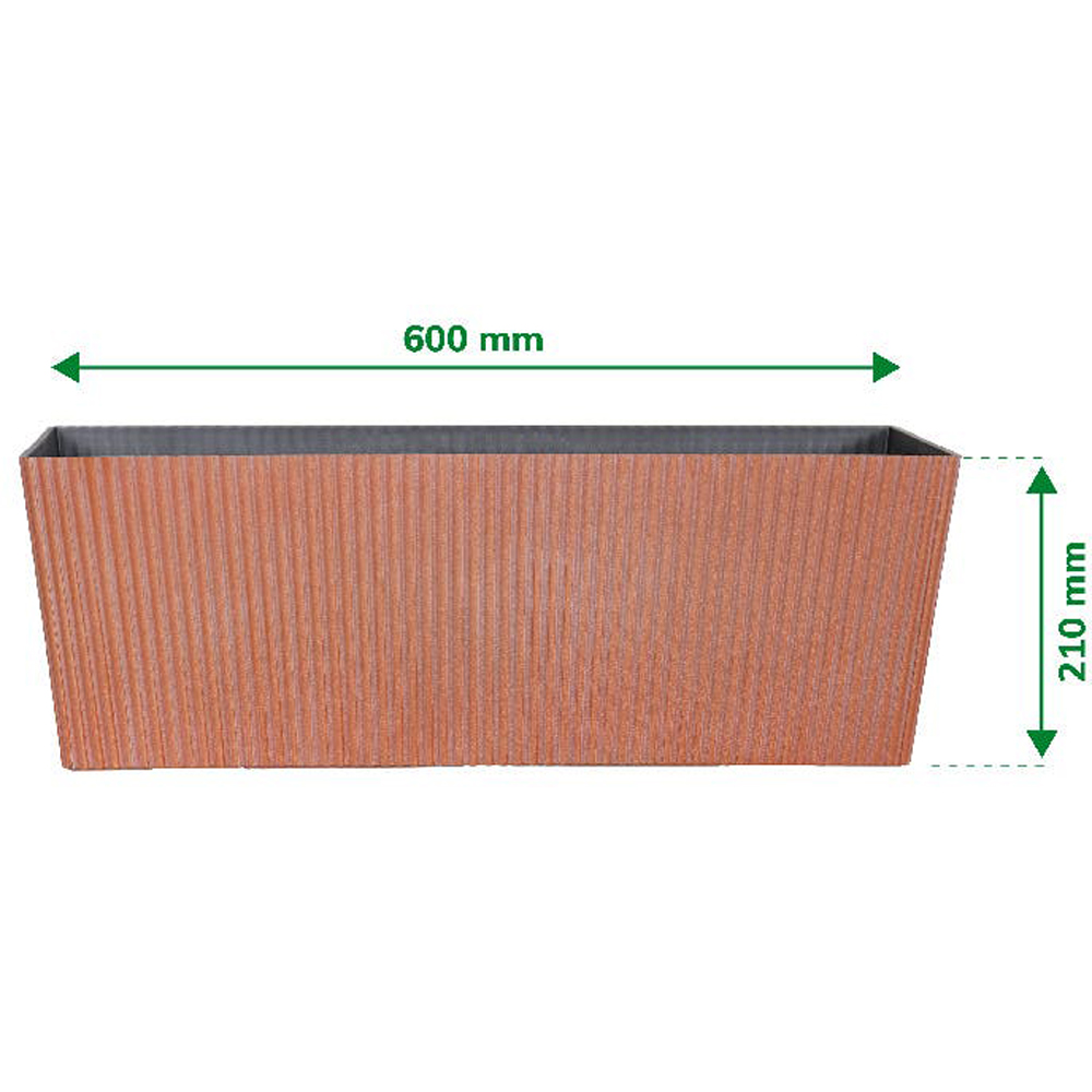 Jardiniera flori VERVE, plastic, 60 x 21 cm, maro