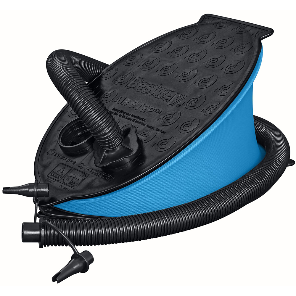 Pompa de picior BESTWAY Air Step, 1.4l, 3 adaptori de valva, plastic, negru/albastru