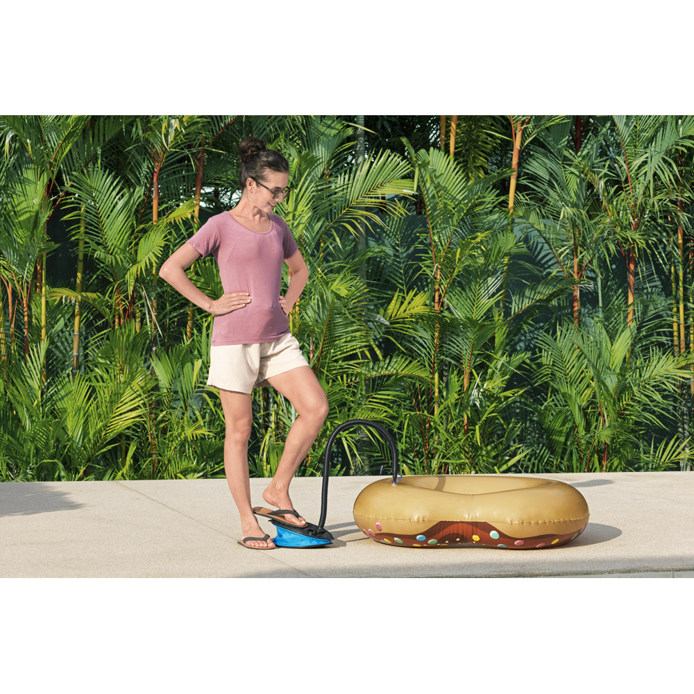 Pompa de picior BESTWAY Air Step, 1.4l, 3 adaptori de valva, plastic, negru/albastru
