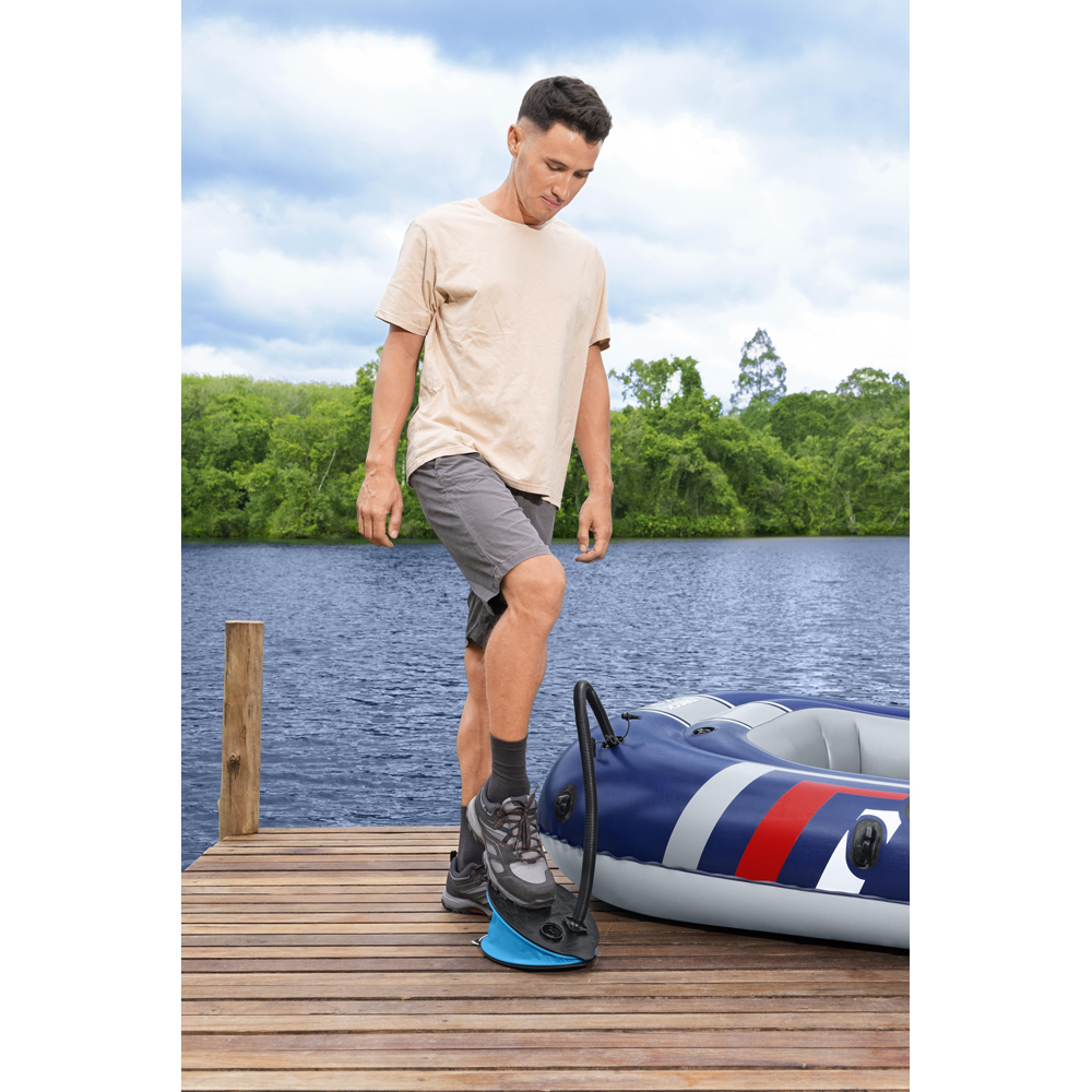 Pompa de picior BESTWAY Air Step, 1.4l, 3 adaptori de valva, plastic, negru/albastru