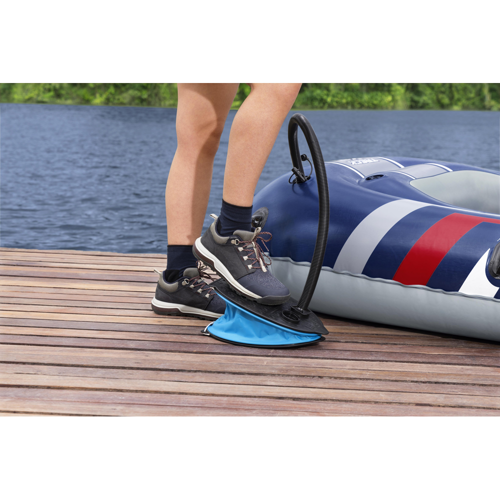 Pompa de picior BESTWAY Air Step, 1.4l, 3 adaptori de valva, plastic, negru/albastru