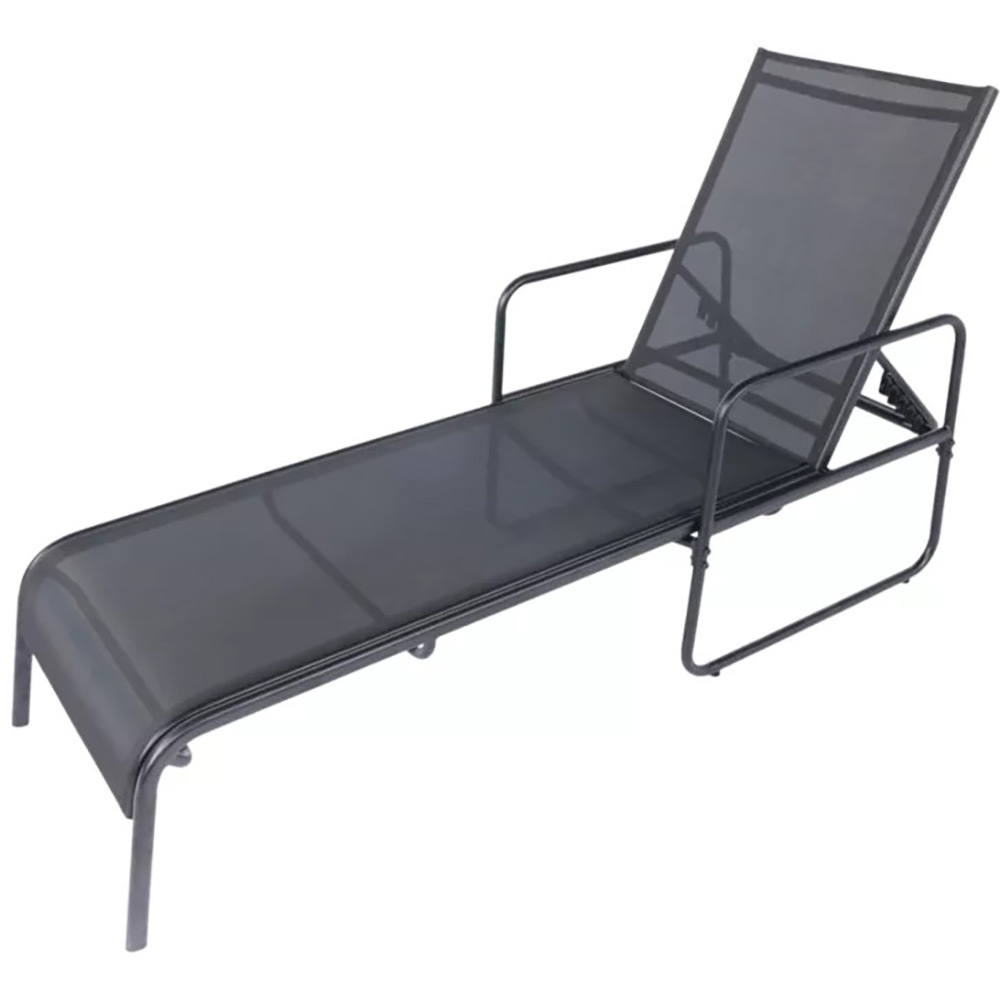 Set 2 sezlonguri pentru gradina KRISTA, 177 x 62 x 88 cm, textil, gri