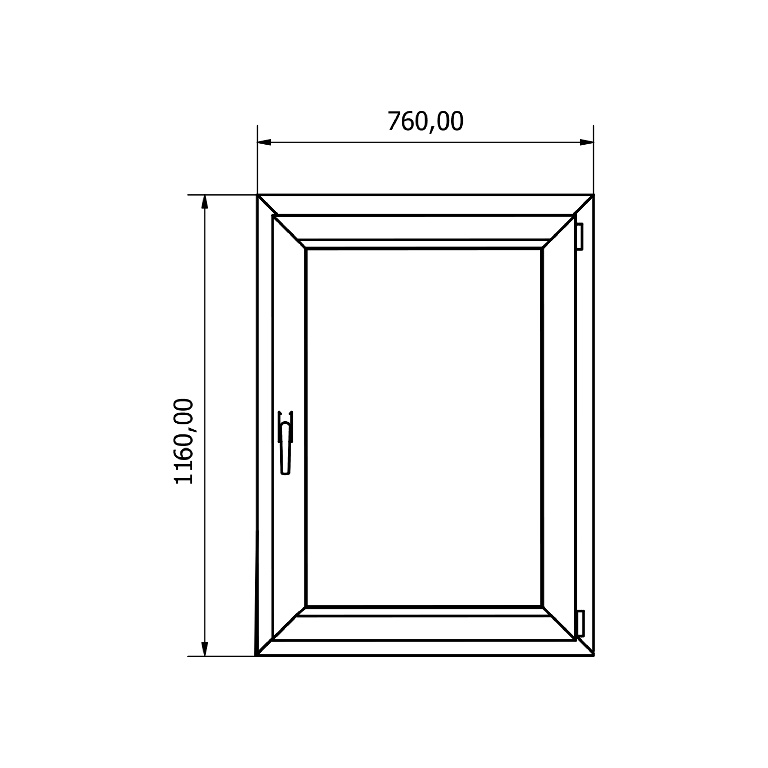 Fereastra termopan FORTIA, PVC, 4 camere, 76 x 116 cm, deschidere dreapta, alb