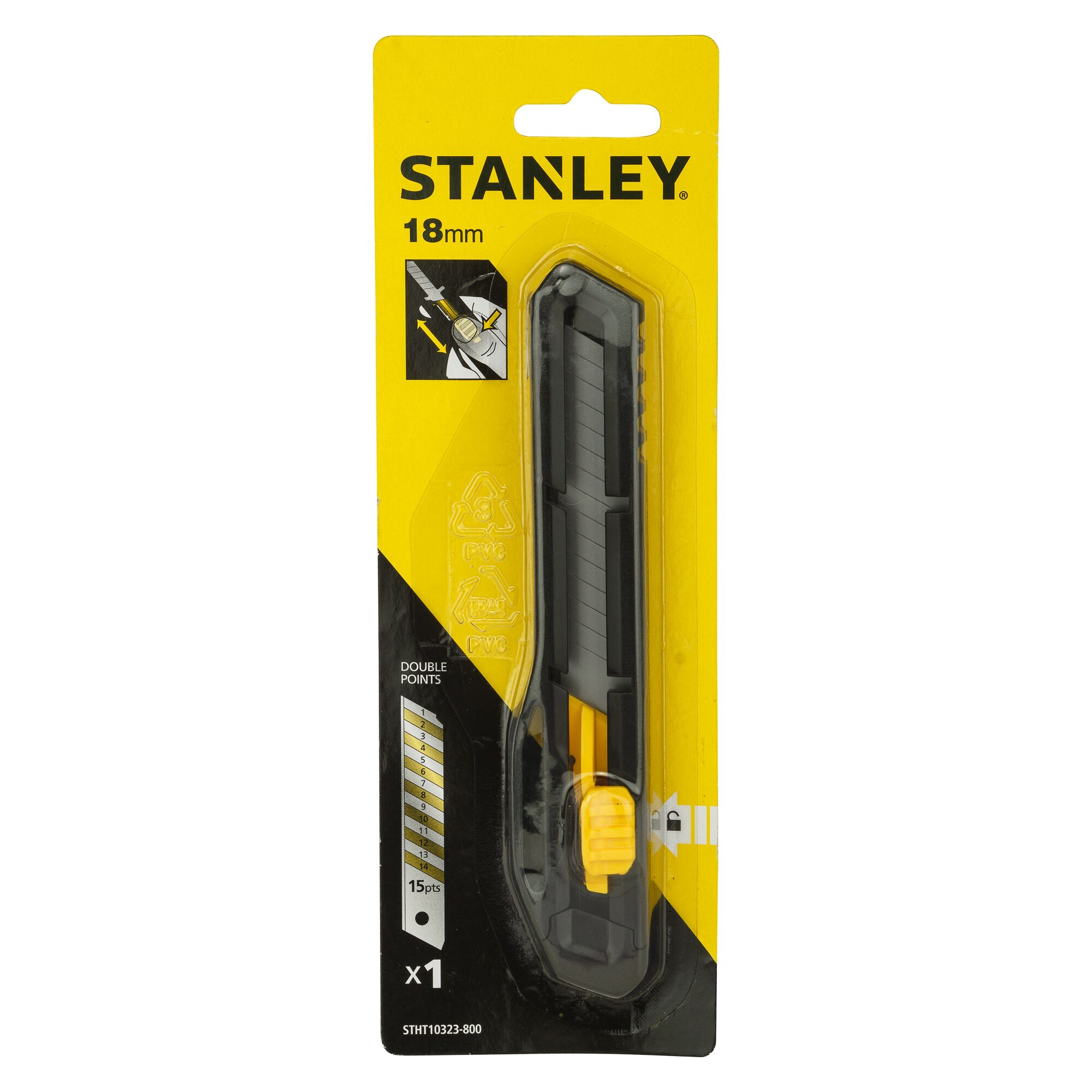 Cutter cu blocare STANLEY STHT10323-8, 17.5 x 1.8 cm, plastic, negru