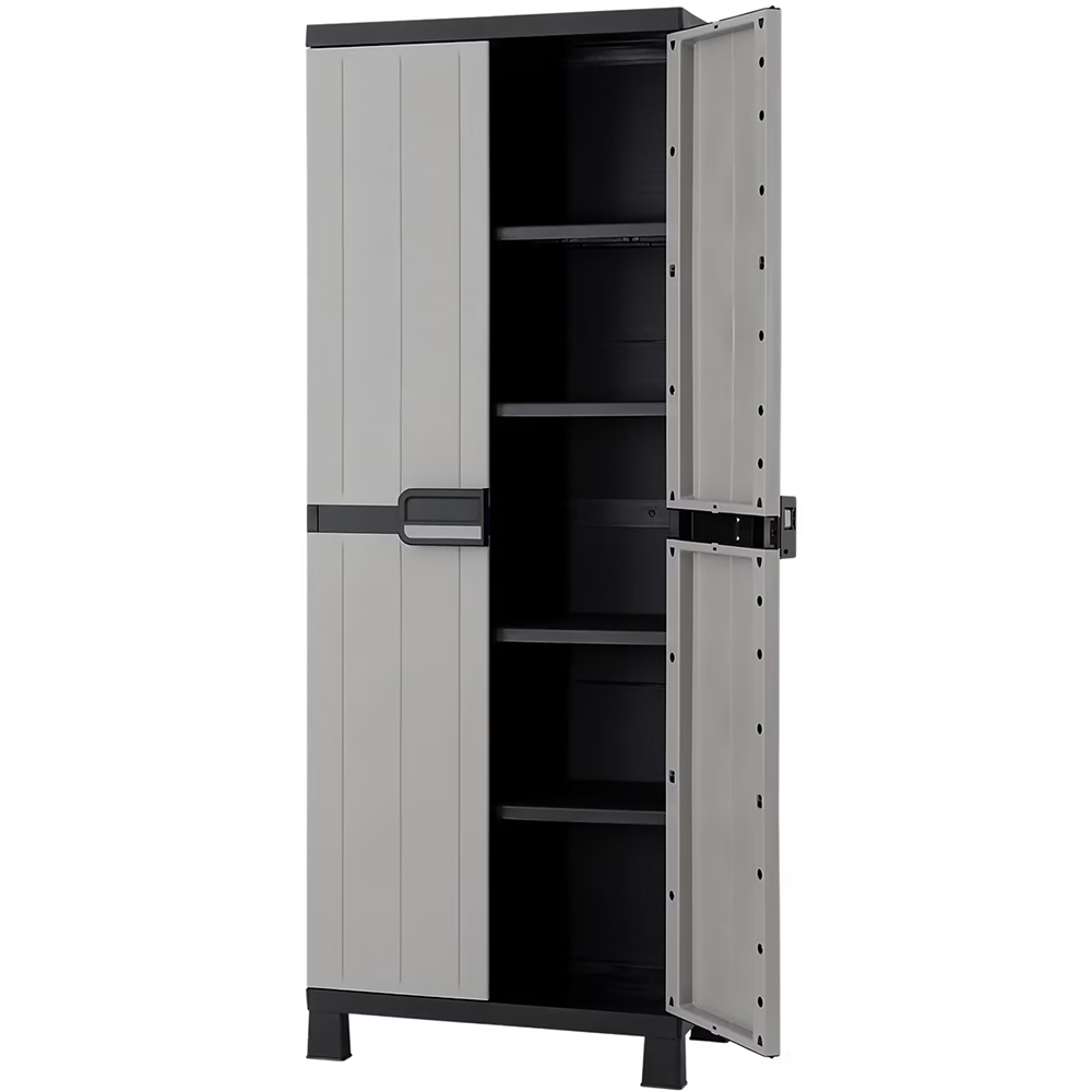 Dulap GOODHOME Links, plastic, 65 x 37 x 173 cm, gri-negru