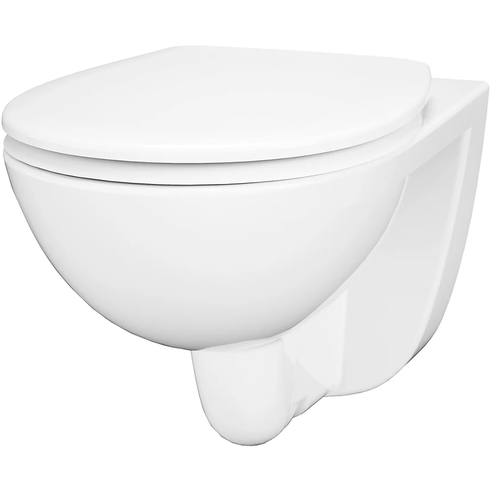 Vas WC suspendat GOODHOME Tasi, ceramica, capac duroplast, inchidere lenta, 36.4 x 53.2 x 36.2 cm, alb