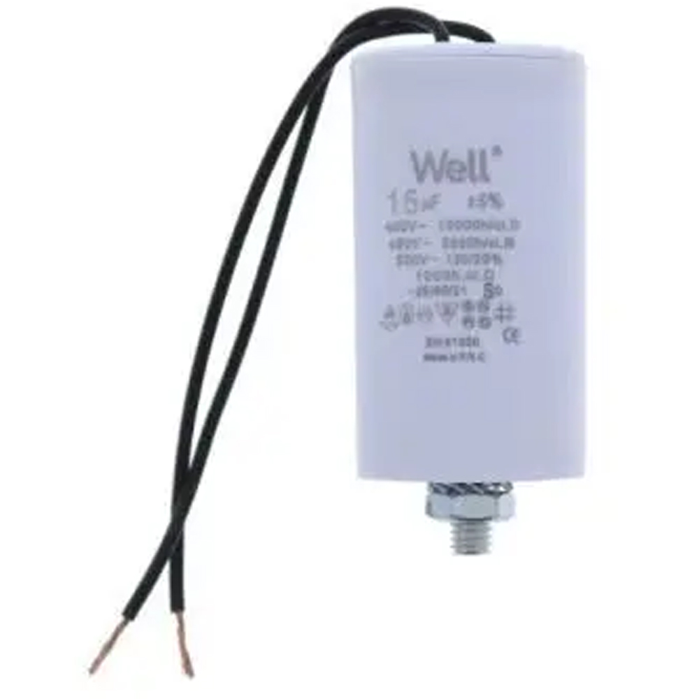 Condensator pornire motor WELL, 400V, 15uF, cu fir