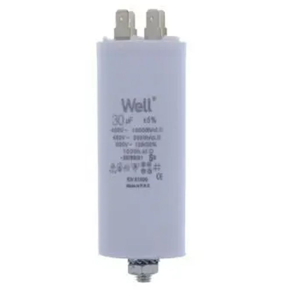 Condensator pornire motor WELL, 400V, 30uF, cu pin