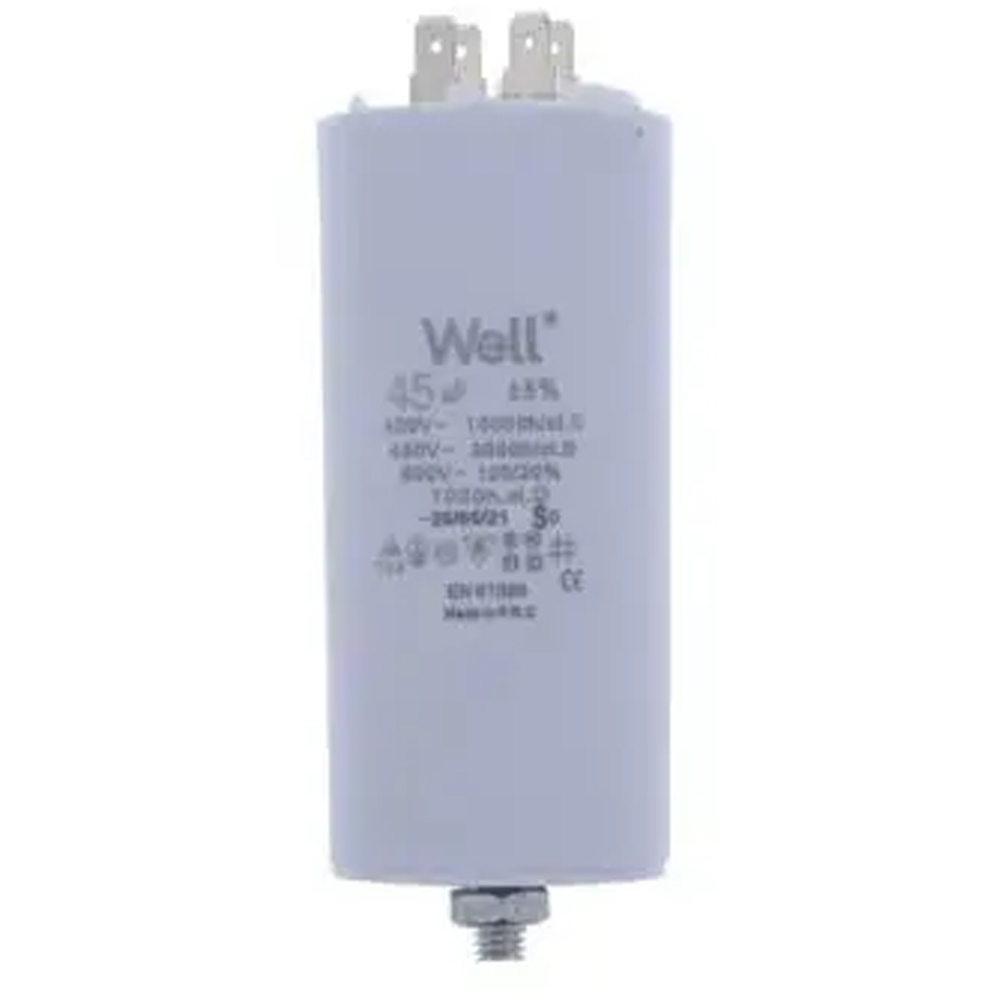 Condensator pornire motor WELL, 400V, 45uF, cu pin
