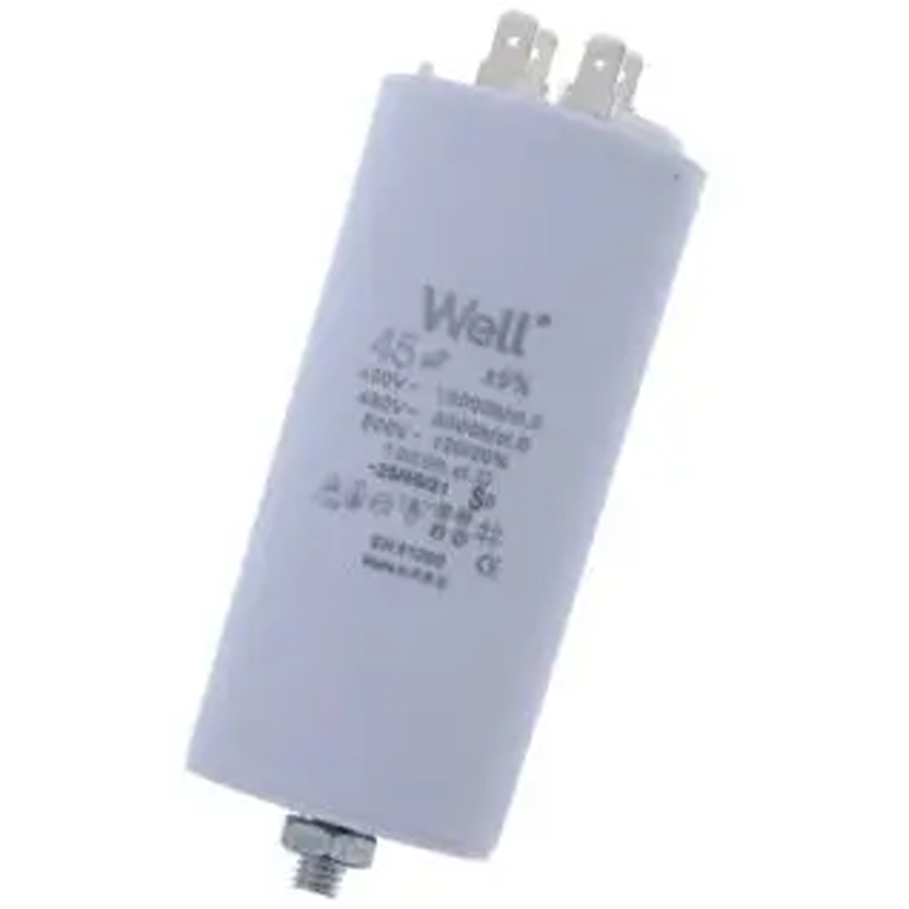 Condensator pornire motor WELL, 400V, 45uF, cu pin
