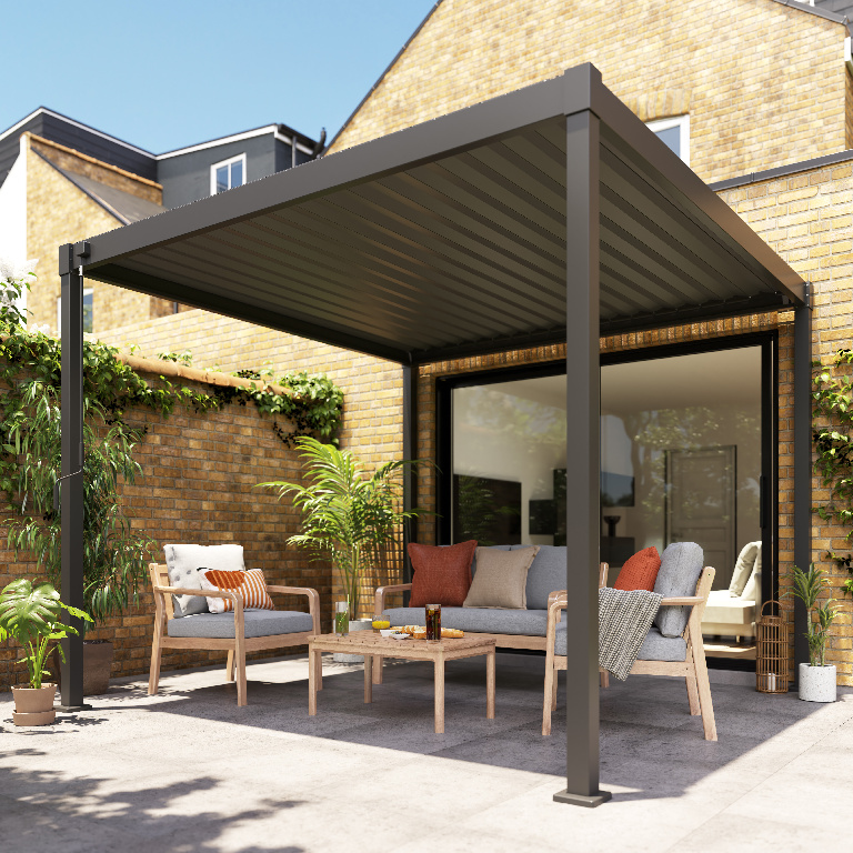 Pergola gradina KLIKSTROM Tehuano, otel, 300 x 300 x 240 cm, gri antracit