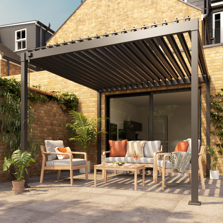 Pergola gradina KLIKSTROM Tehuano, otel, 300 x 300 x 240 cm, gri antracit