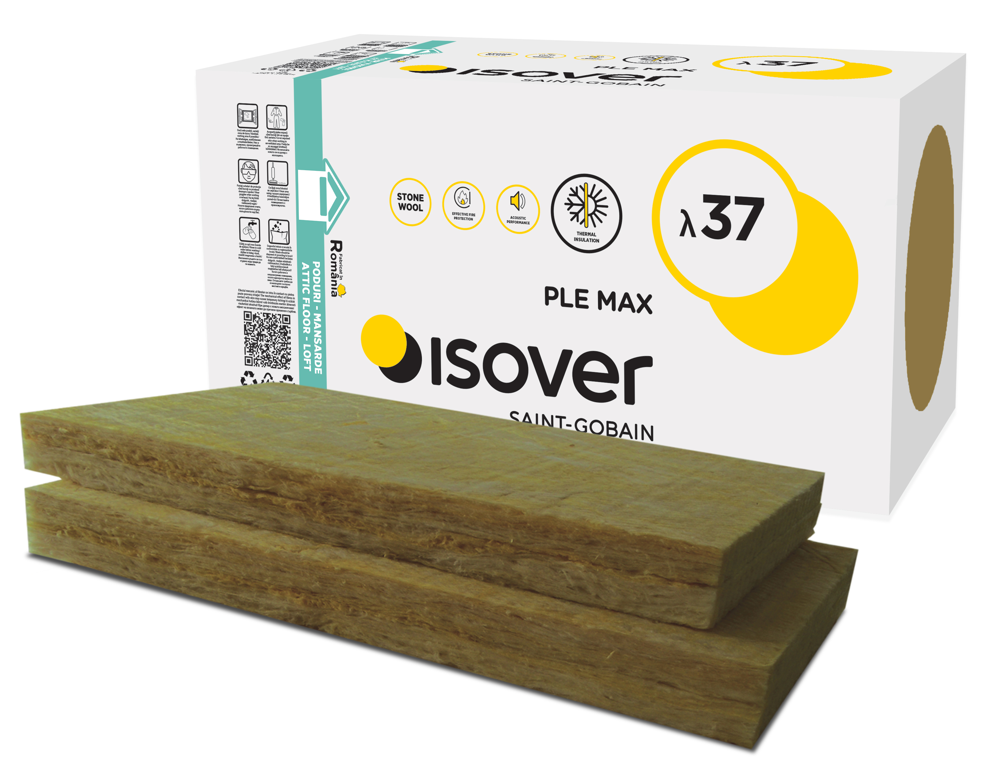 Vata minerala bazaltica ISOVER PLE MAX 50, 100 x 60 x 5 cm, 7.2 mp