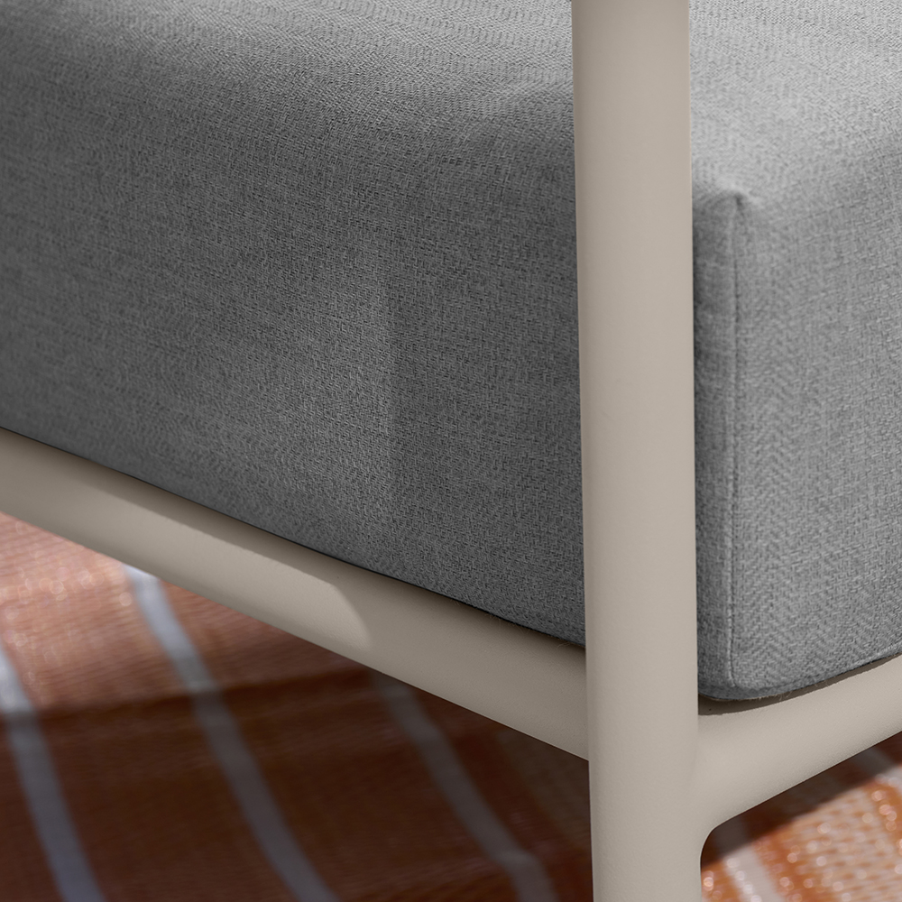 Set mobilier gradina GoodHome Tahuata, aluminiu si textil, 2 mese + 2 scaune + canapea, 5 piese, gri