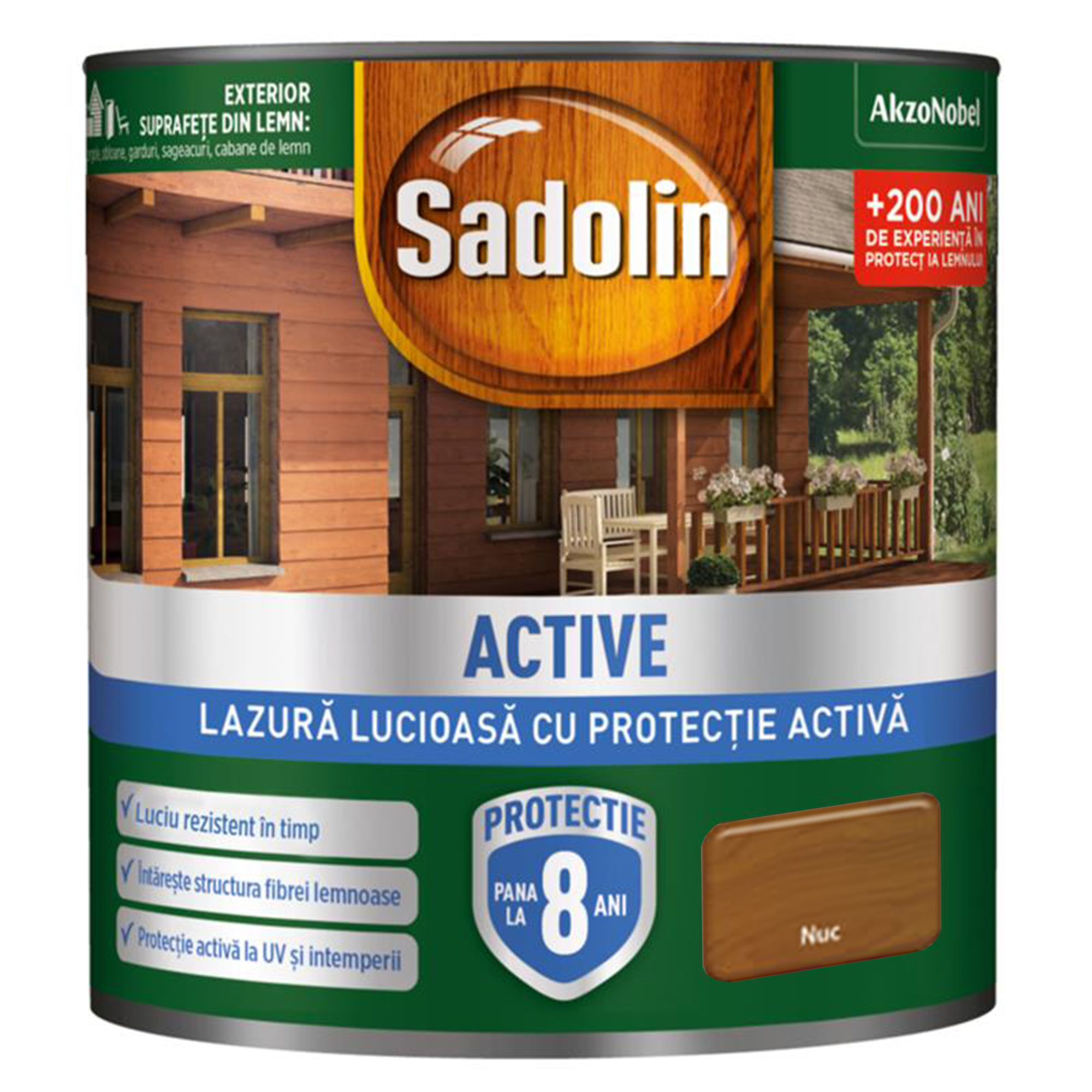 Lazura lucioasa lemn SADOLIN, nuc, 0.75L