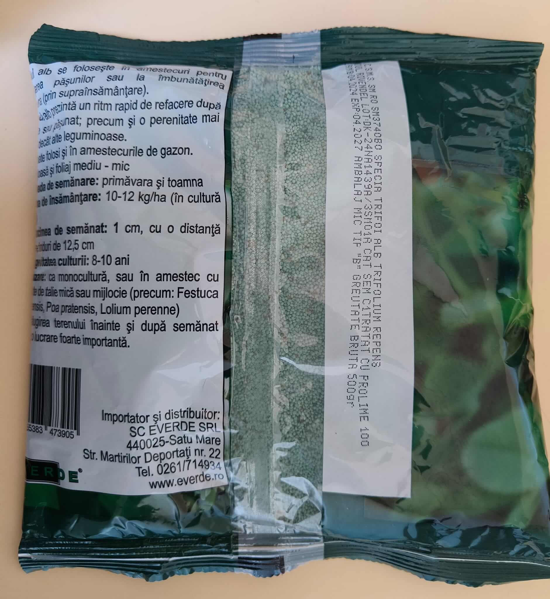 Seminte trifoi alb pitic EVERDE, tip rivendel, 0.5 kg