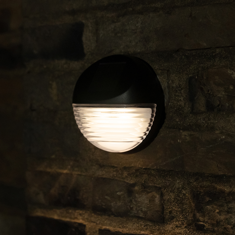 Aplica solara de exterior, 0.06W, LED incorporat, negru