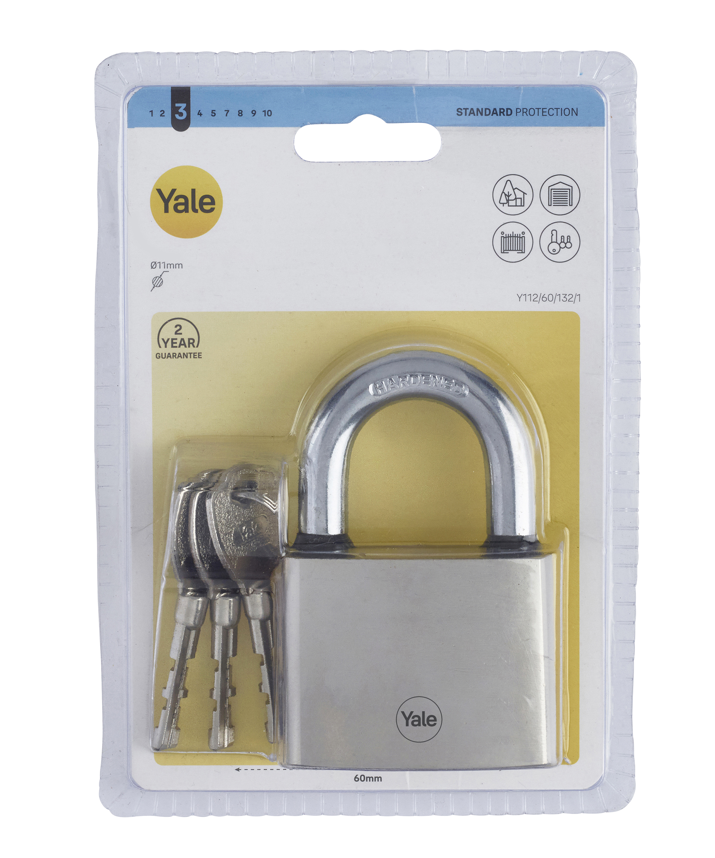 Lacat veriga scurta YALE, 60 mm, otel, argintiu