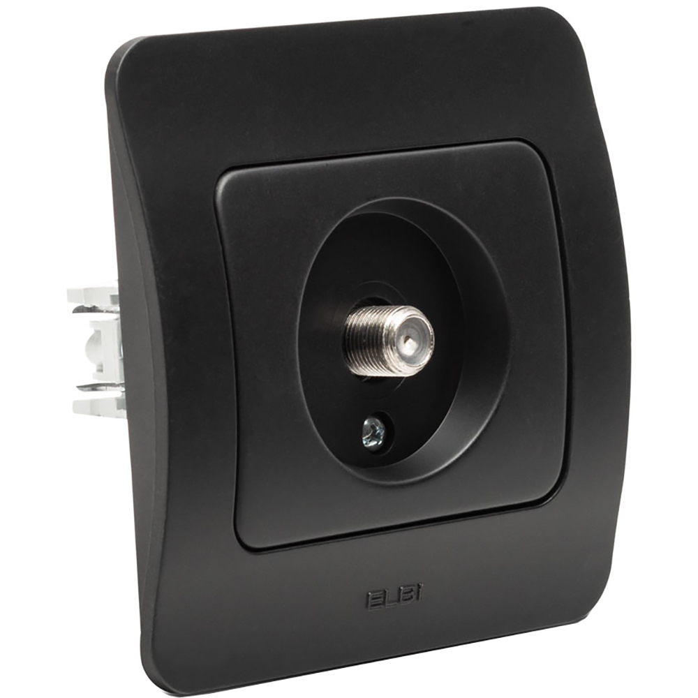 Priza TV ELBI EL0072913, IP20, negru mat