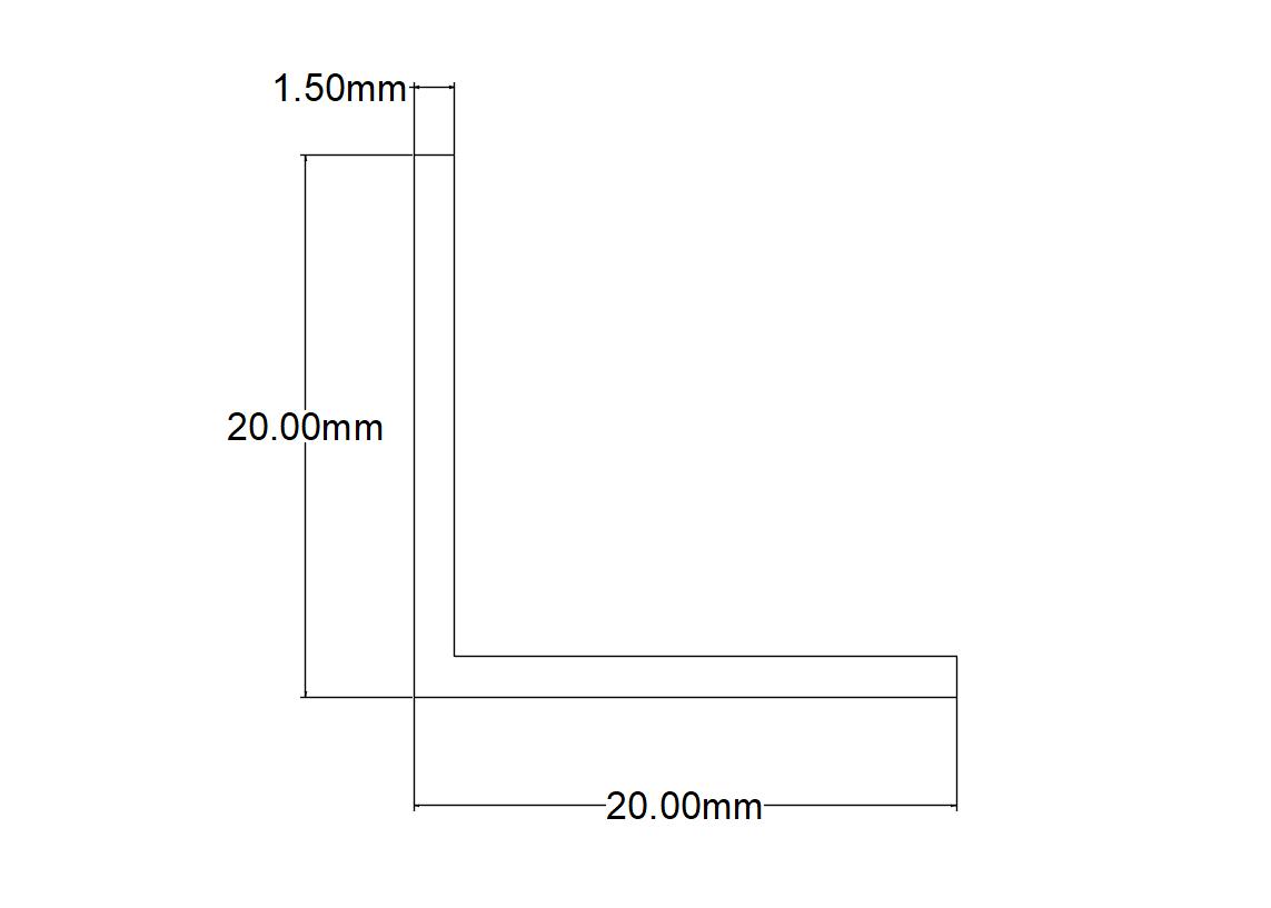 CORNIER ALU BRUT 20X20X1.5MM 2.50M