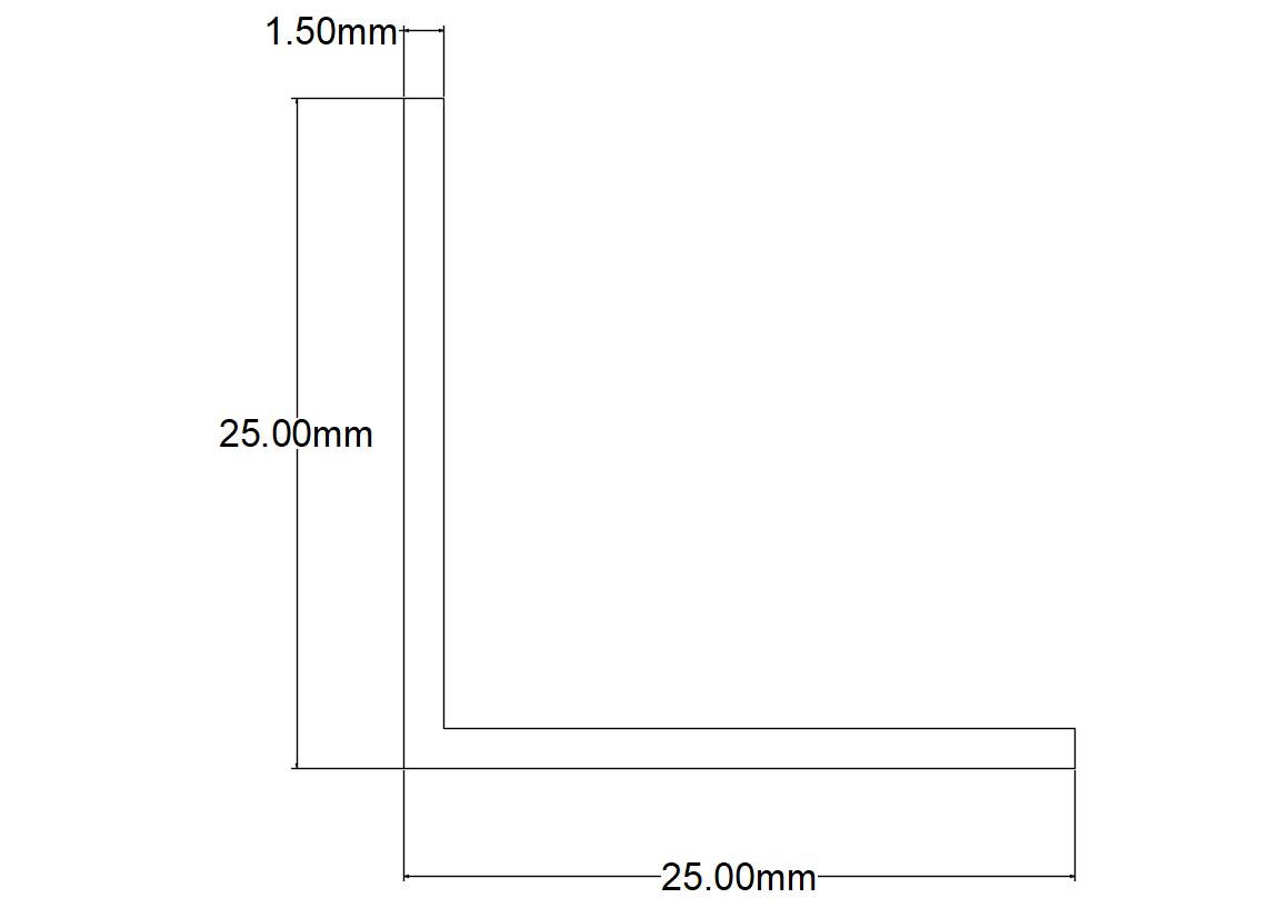 CORNIER ALU BRUT 25X25X1.5MM 2.50M