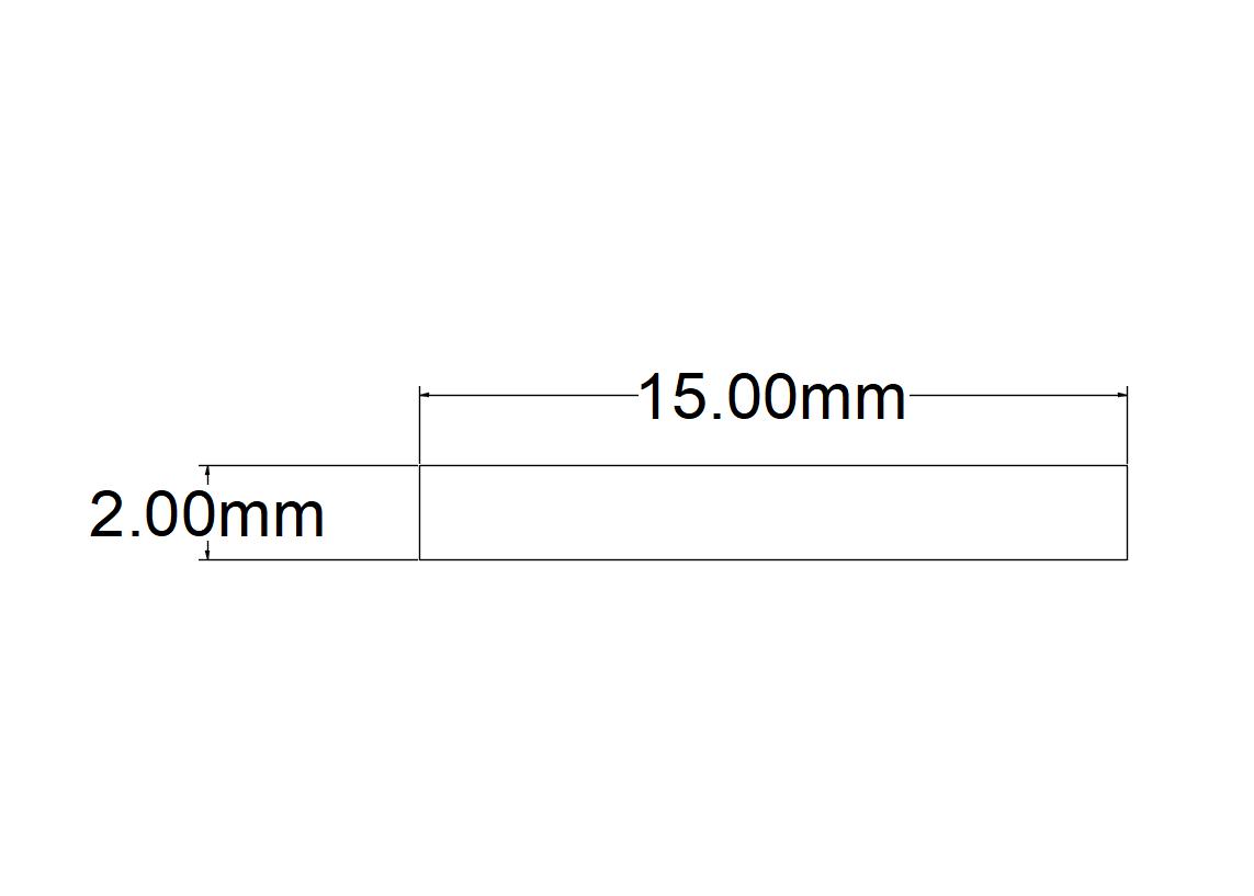 Bara plata, aluminiu, 1 m, 15x2 mm, gri