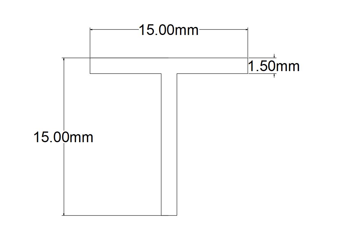 PROFIL T ALU BRUT 15X15X1.5MM 1M