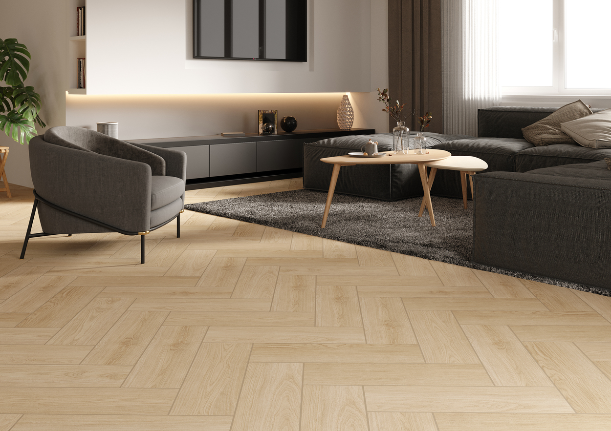 Gresie interior/exterior Cersanit Dorfwood, 60 x 18.5 cm, 1 mp/cutie, crem