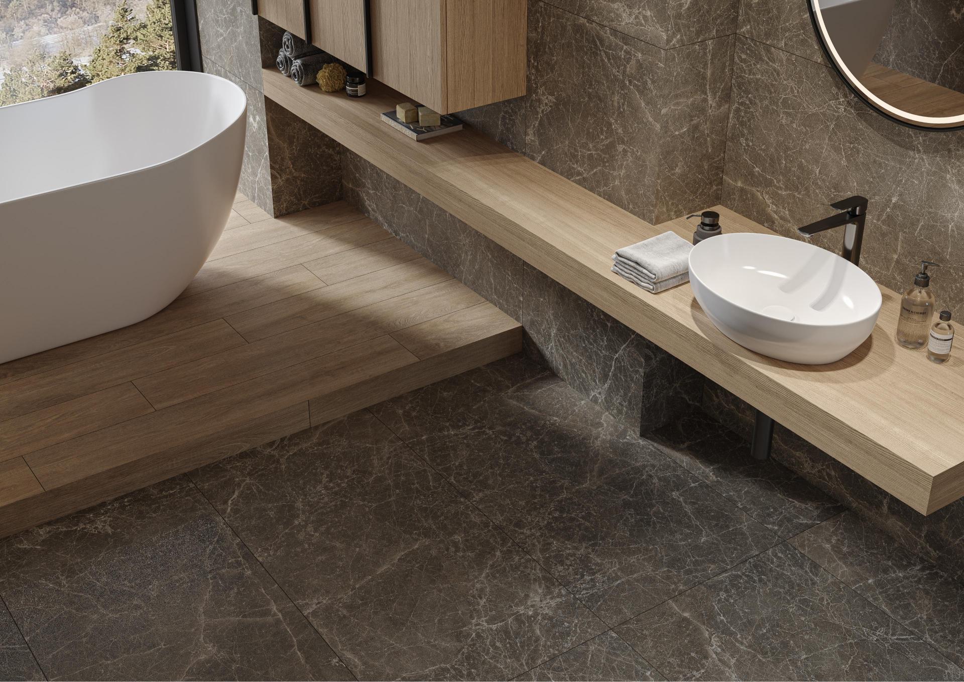 Gresie interior/exterior Cersanit Imperiale Stone, 120 x 60 cm, 1.43 mp/cutie, maro