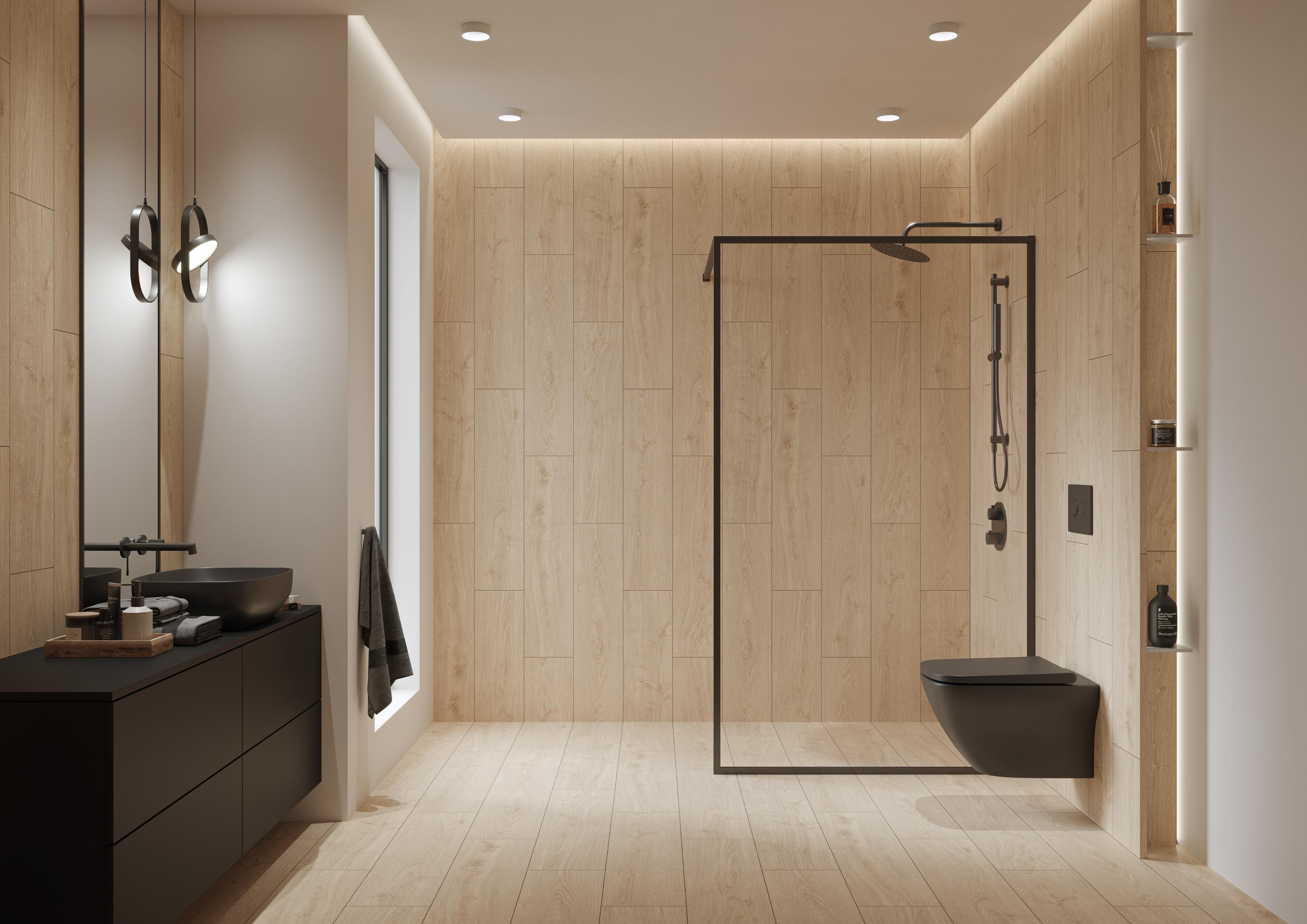 Gresie interior/exterior Cersanit Laren Wood, 89 x 22 cm, 0.97 mp/cutie, bej