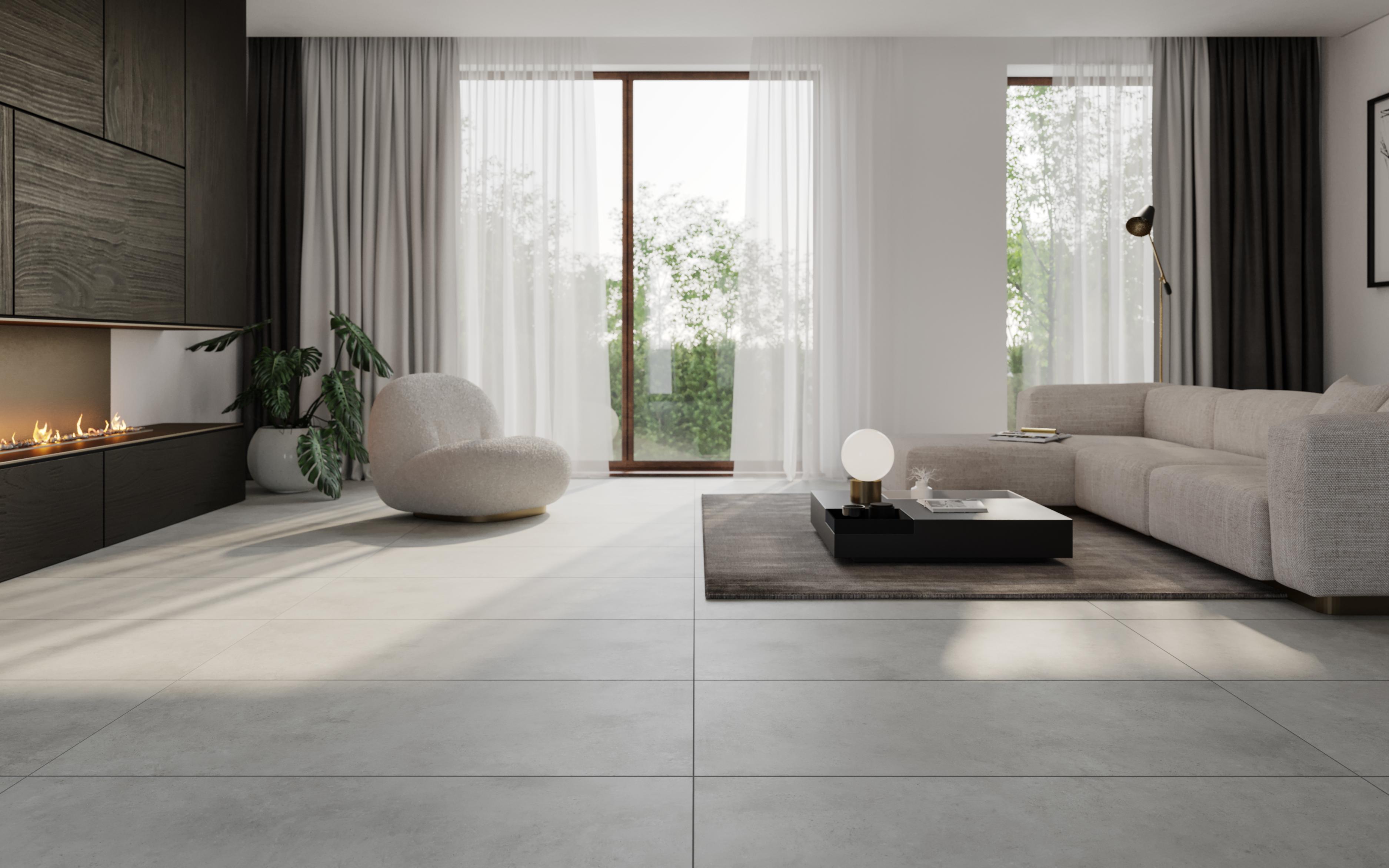 Gresie interior/exterior Cersanit Mathis, 120 x 60 cm, 1.43 mp/cutie, gri deschis