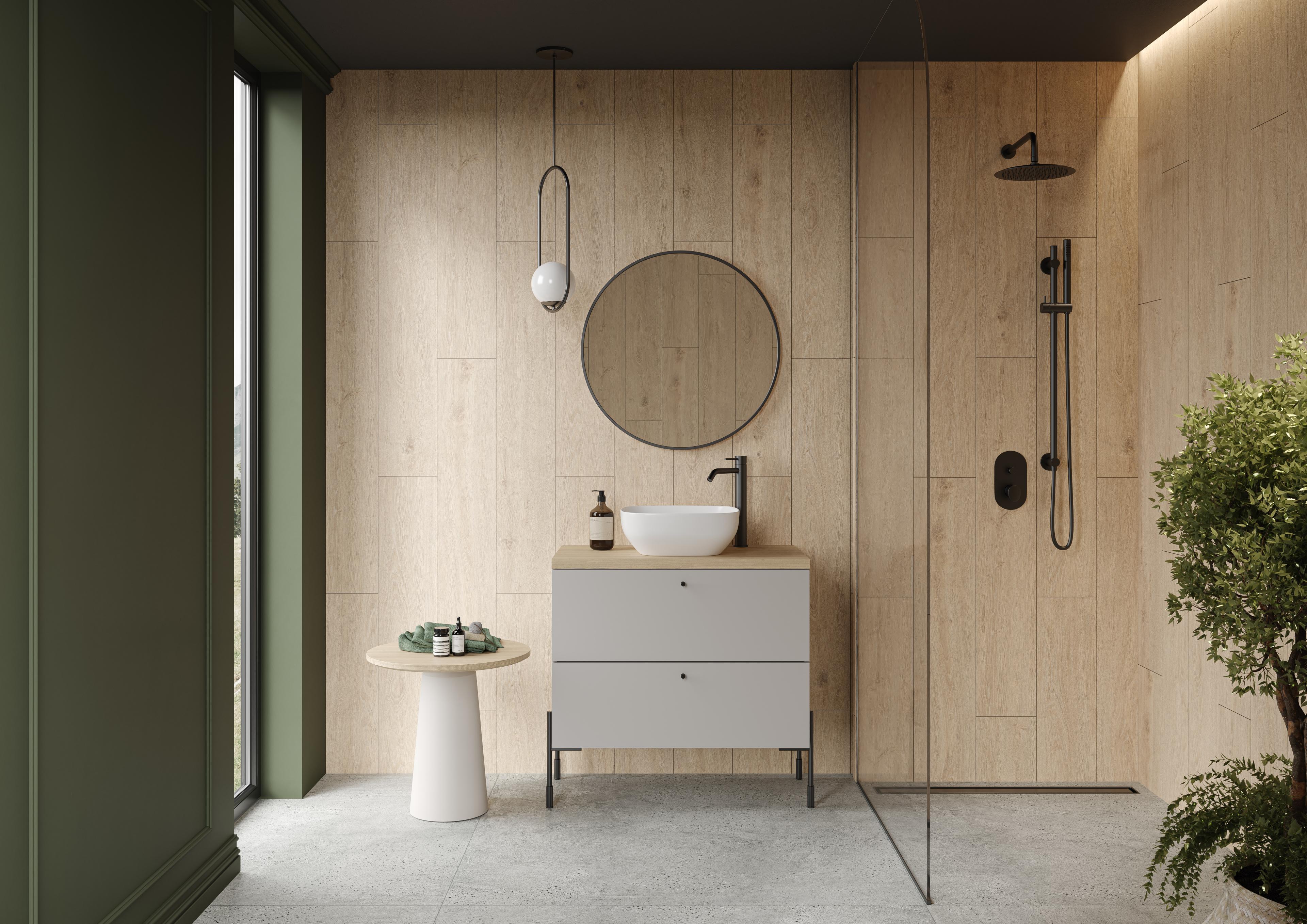 Gresie exterior/interior Cersanit Laren Wood, 19.8 x 119.8 cm, 1.19 mp/cutie, crem