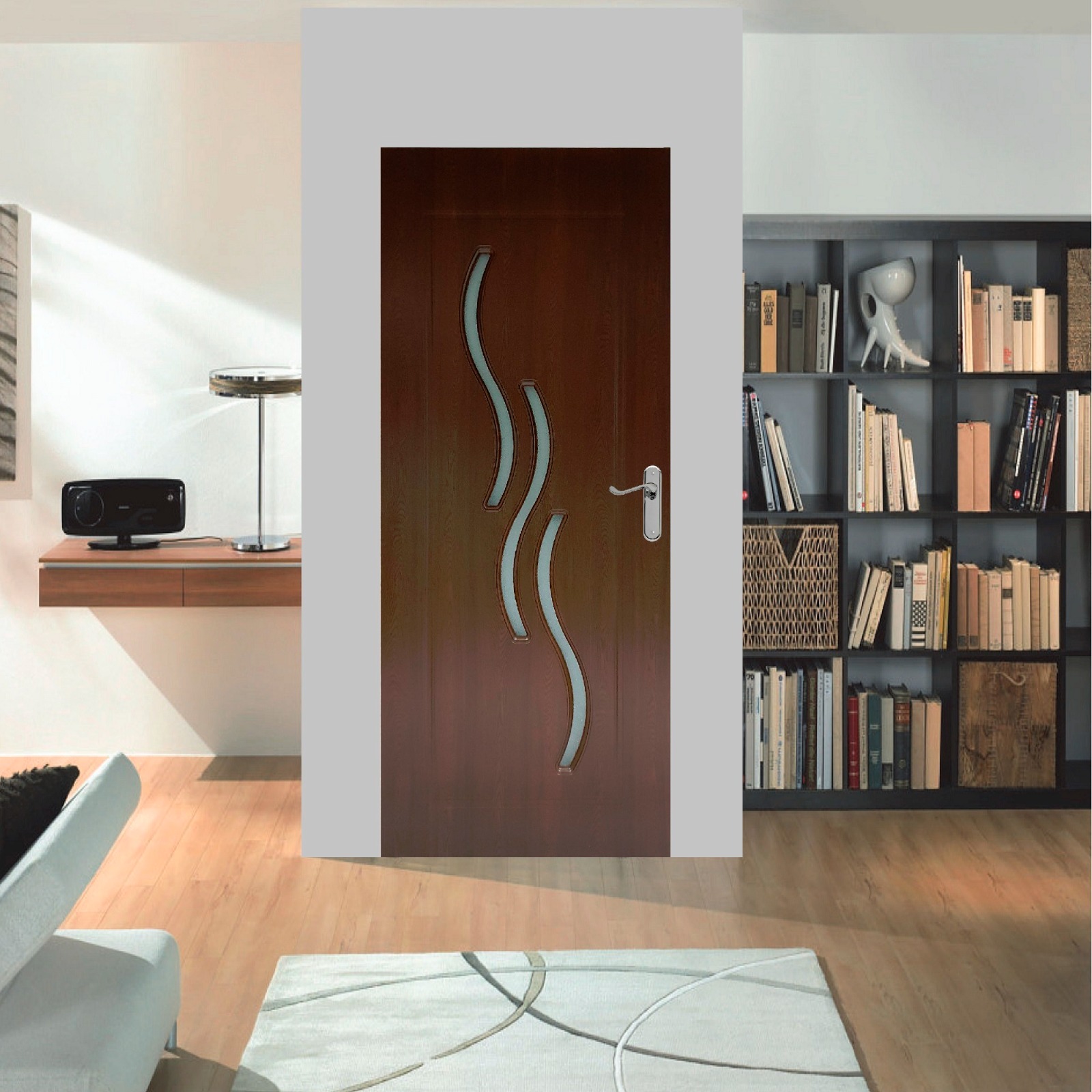 Usa interior Pamate M107, cu geam, reversibila, MDF, 60 x 204 cm, stejar auriu