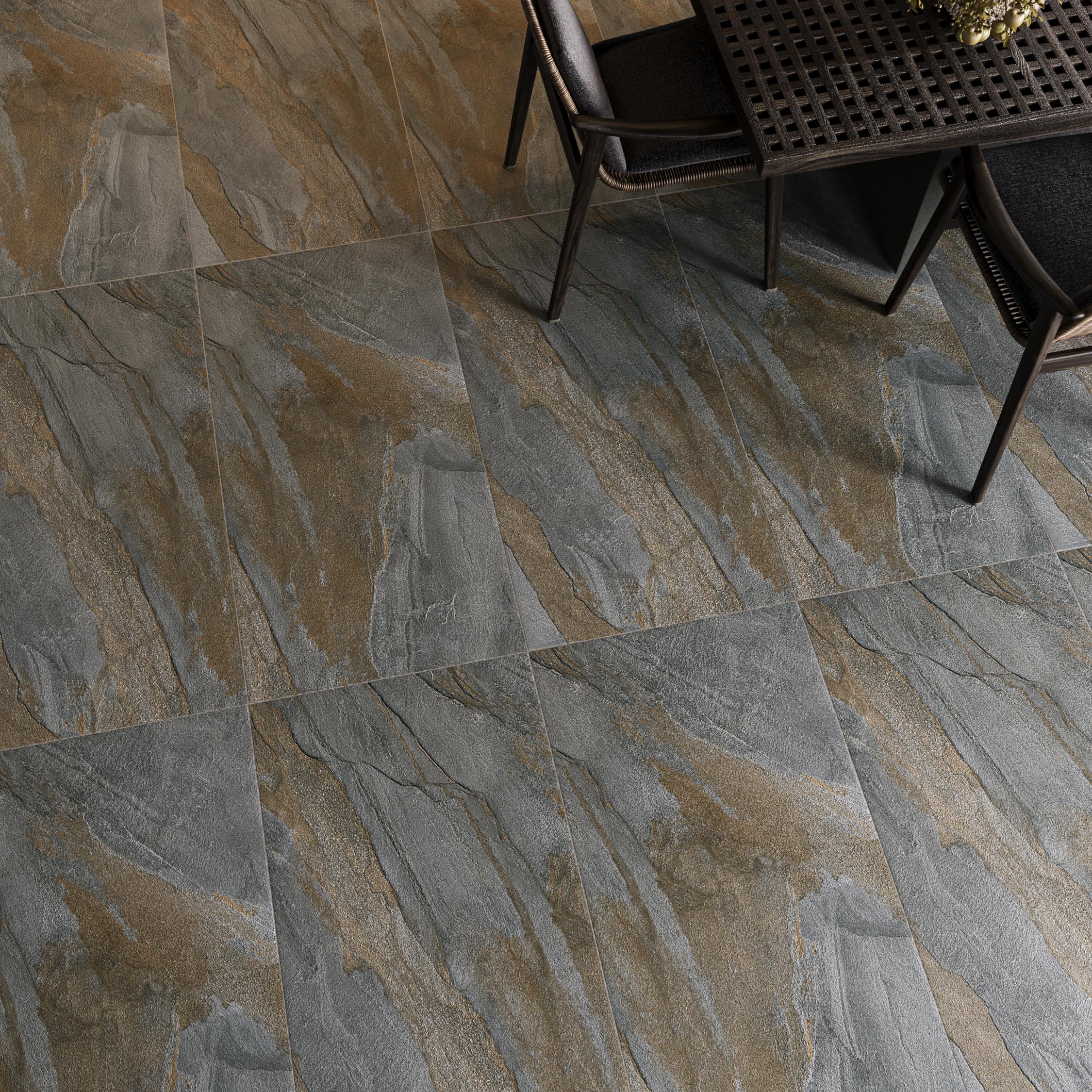 Gresie interior/exterior Slate Grey, gri, portelanata, 120 x 60 cm, 1.44 mp/cutie, PEI 4