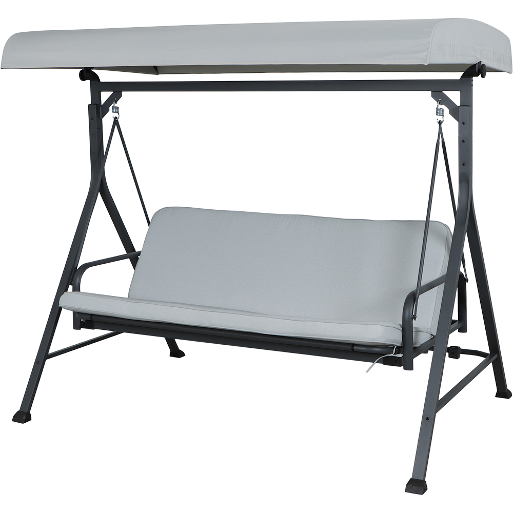 Balansoar pat gradina GOODHOME, 3 locuri, copertina, 200 x 130 x 183.5 cm, gri
