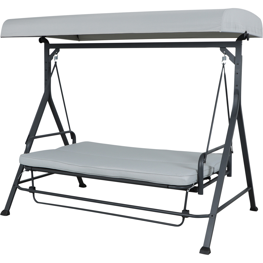 Balansoar pat gradina GOODHOME, 3 locuri, copertina, 200 x 130 x 183.5 cm, gri