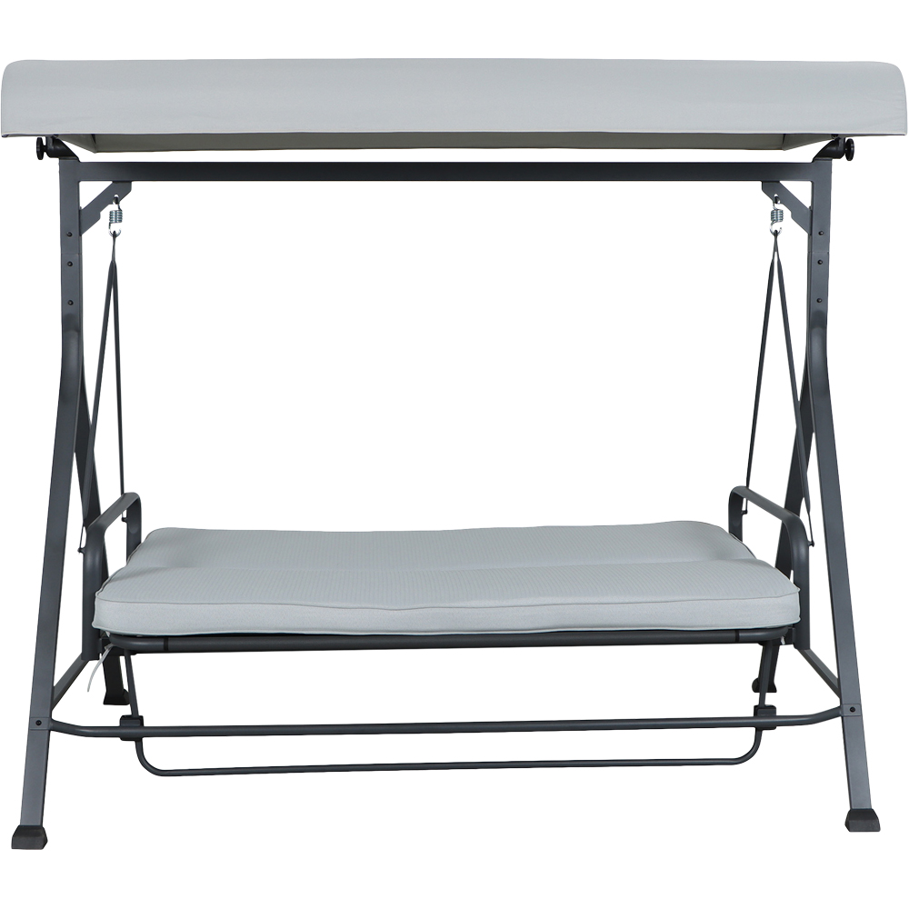 Balansoar pat gradina GOODHOME, 3 locuri, copertina, 200 x 130 x 183.5 cm, gri