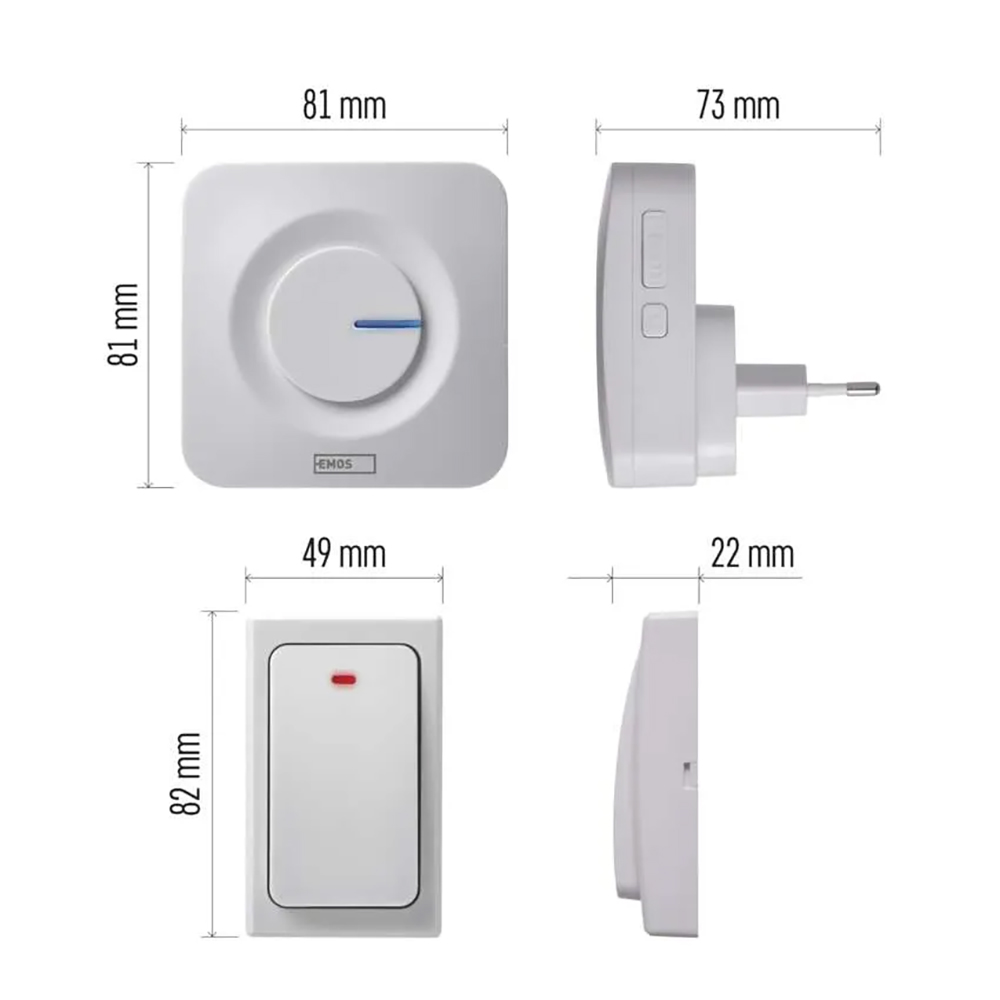 Sonerie wireless EMOS P5731, 36 melodii, 180m, alb