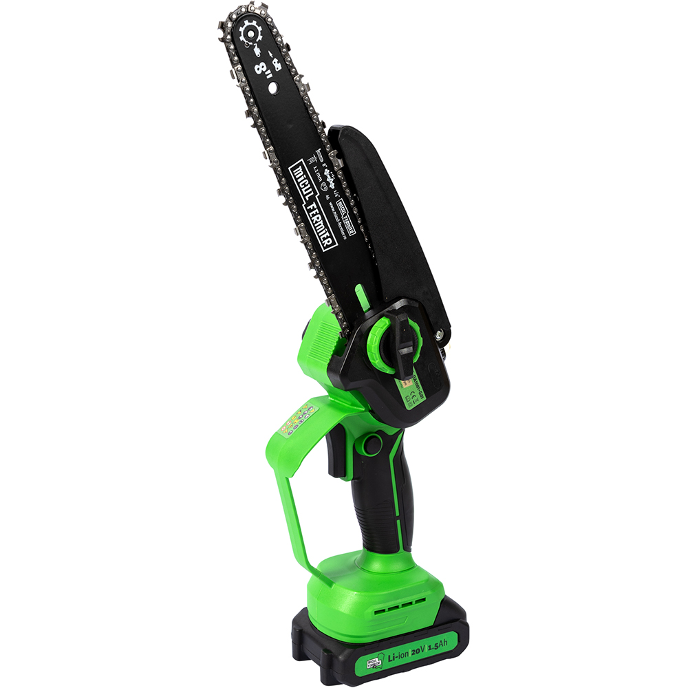 Mini fierastrau cu lant pe acumulator MICUL FERMIER, 20V, 2 lame, 2 lanturi