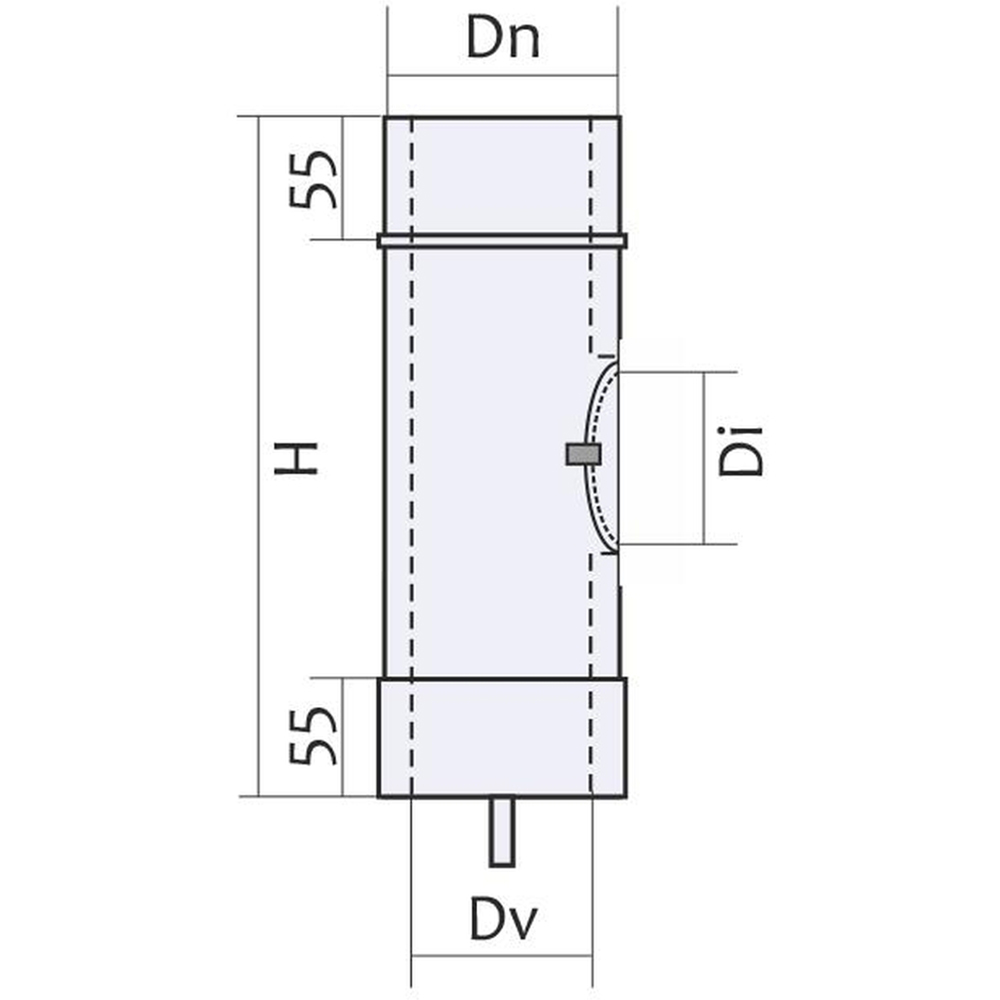Usita inspectie cos de fum dublu perete VULCANO, diametru 120-180 mm, inox