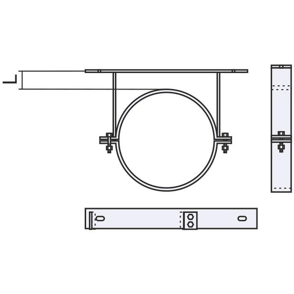 Colier ranforsat prindere pe perete cos de fum VULCANO, diametru 180 mm, inox