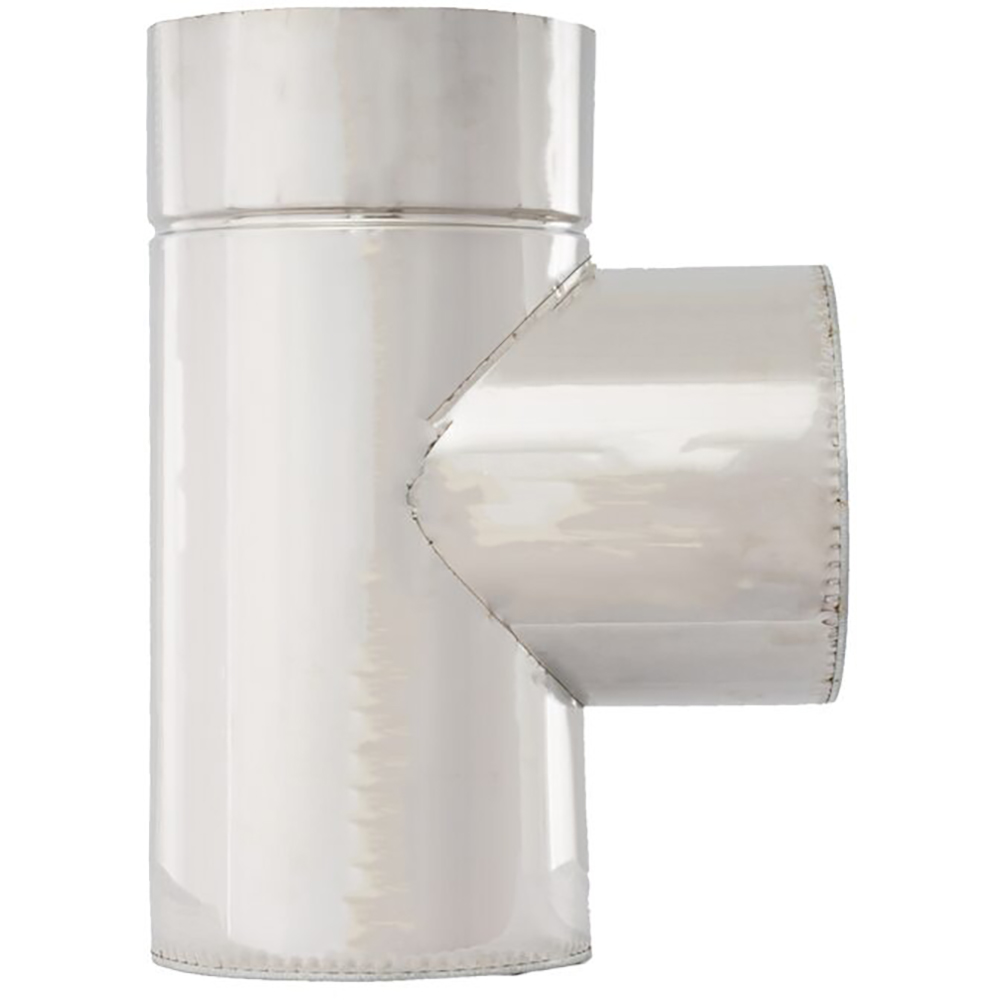 Teu 90 grade cos de fum dublu perete VULCANO, diametru 120-180 mm, inox