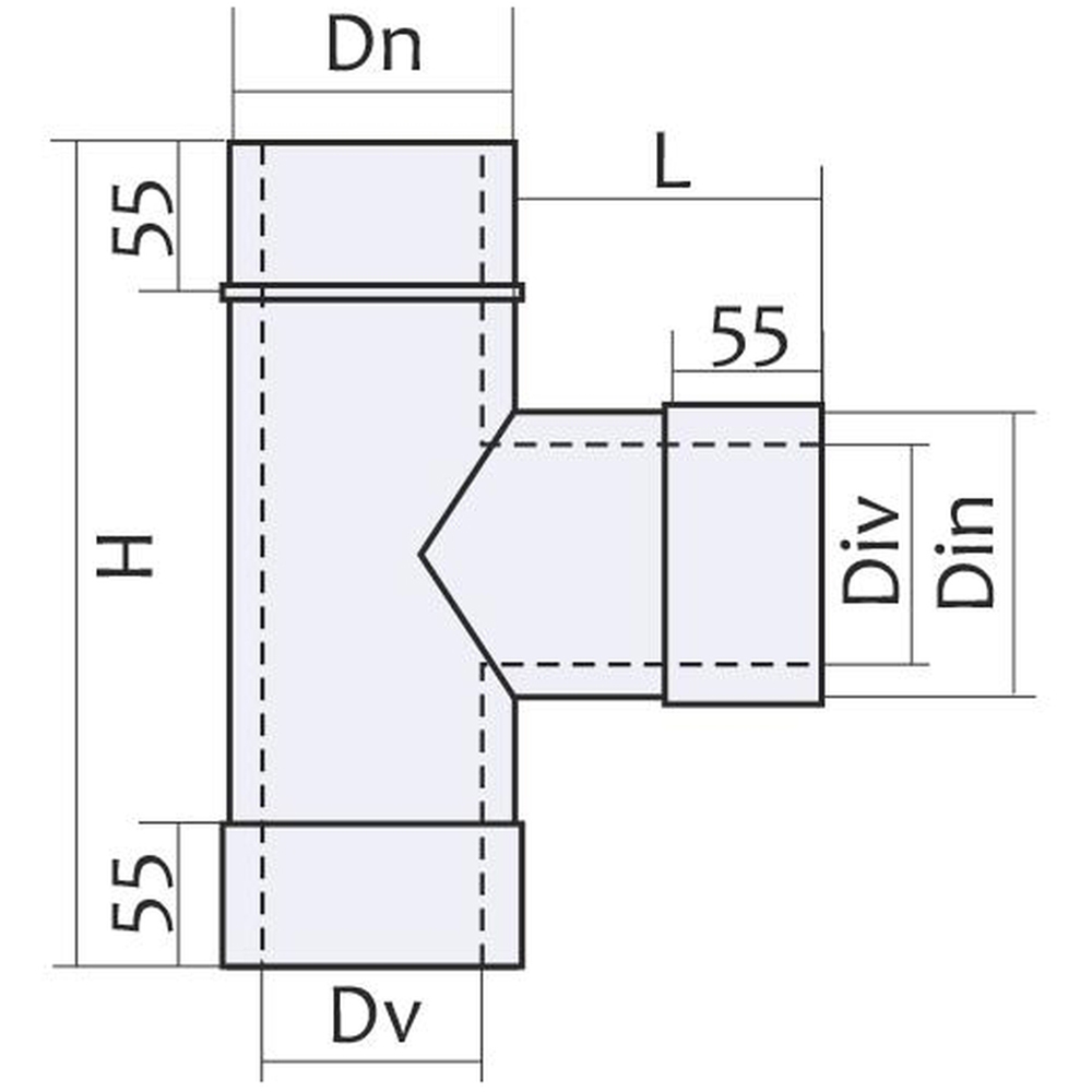 Teu 90 grade cos de fum dublu perete VULCANO, diametru 160-220 mm, inox