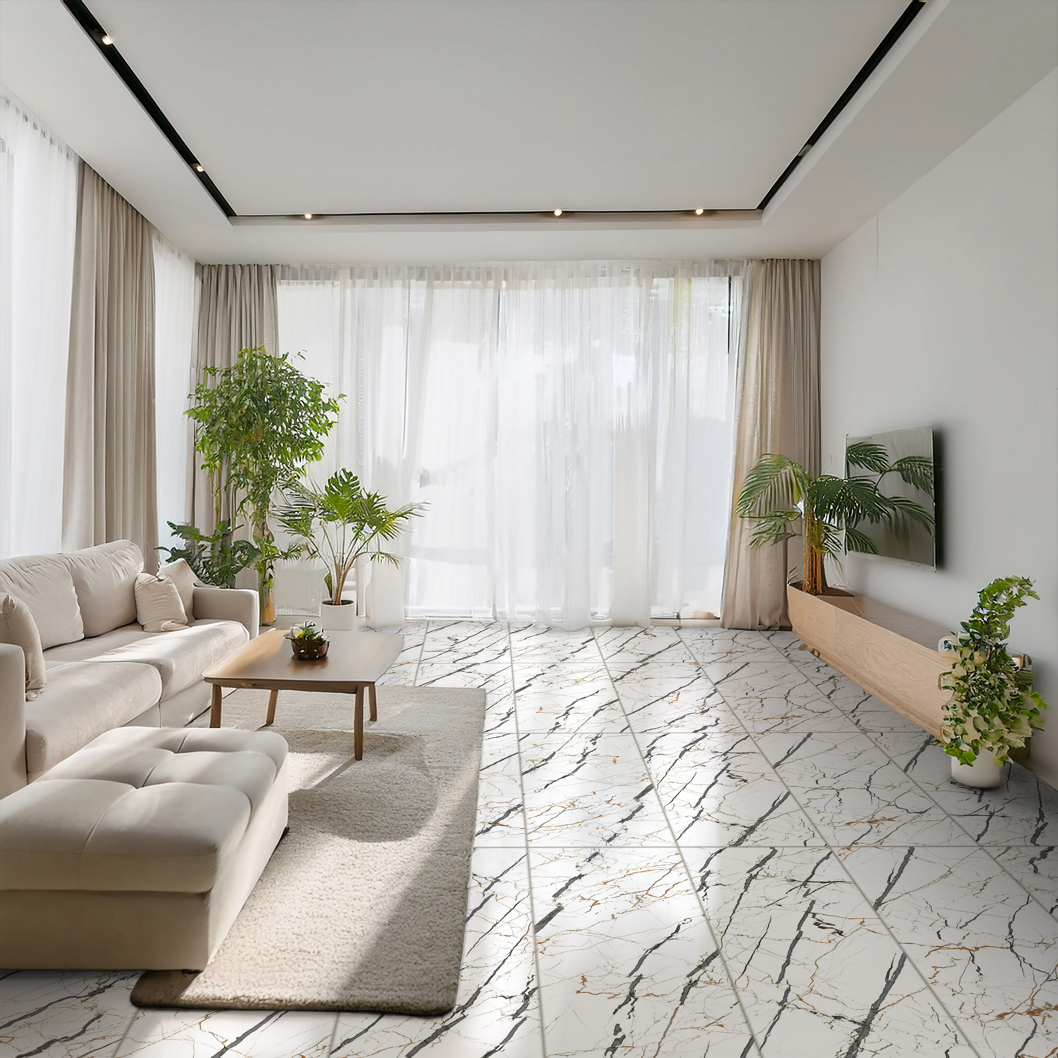 Gresie interior/exterior Luxor, alb, portelanata, 120 x 60 cm, 1.44 mp/cutie, PEI 4