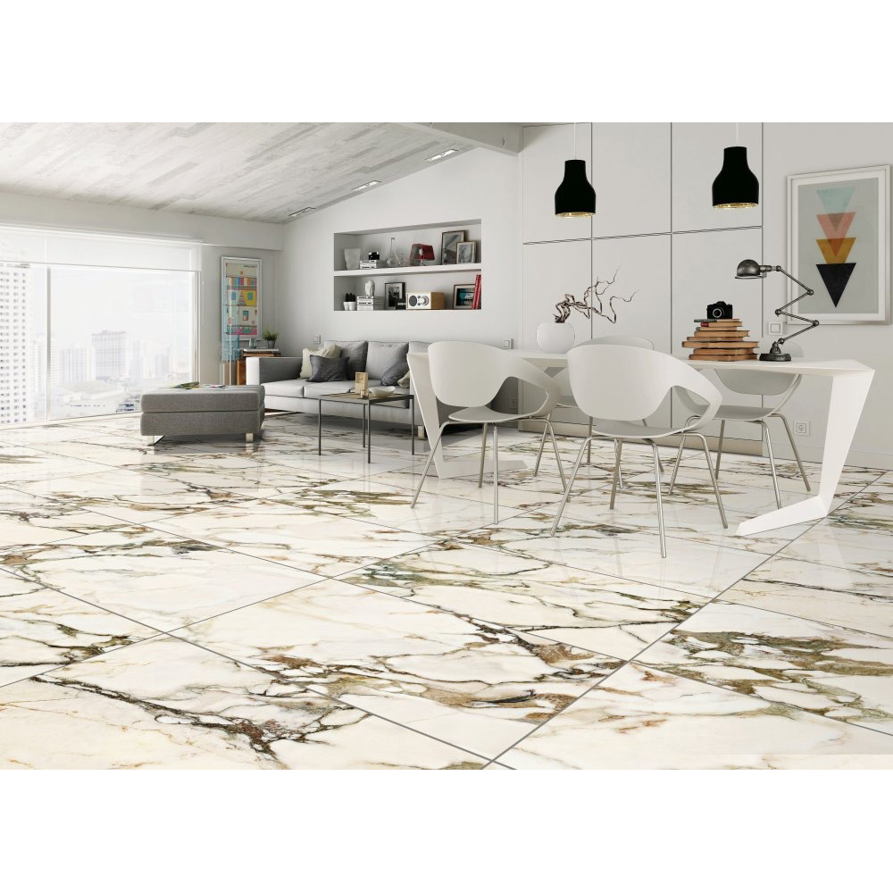 Gresie interior/exterior Golden, marmura bej lucios, 60 x 60 cm, 8 mm, 1.44 m2/cutie